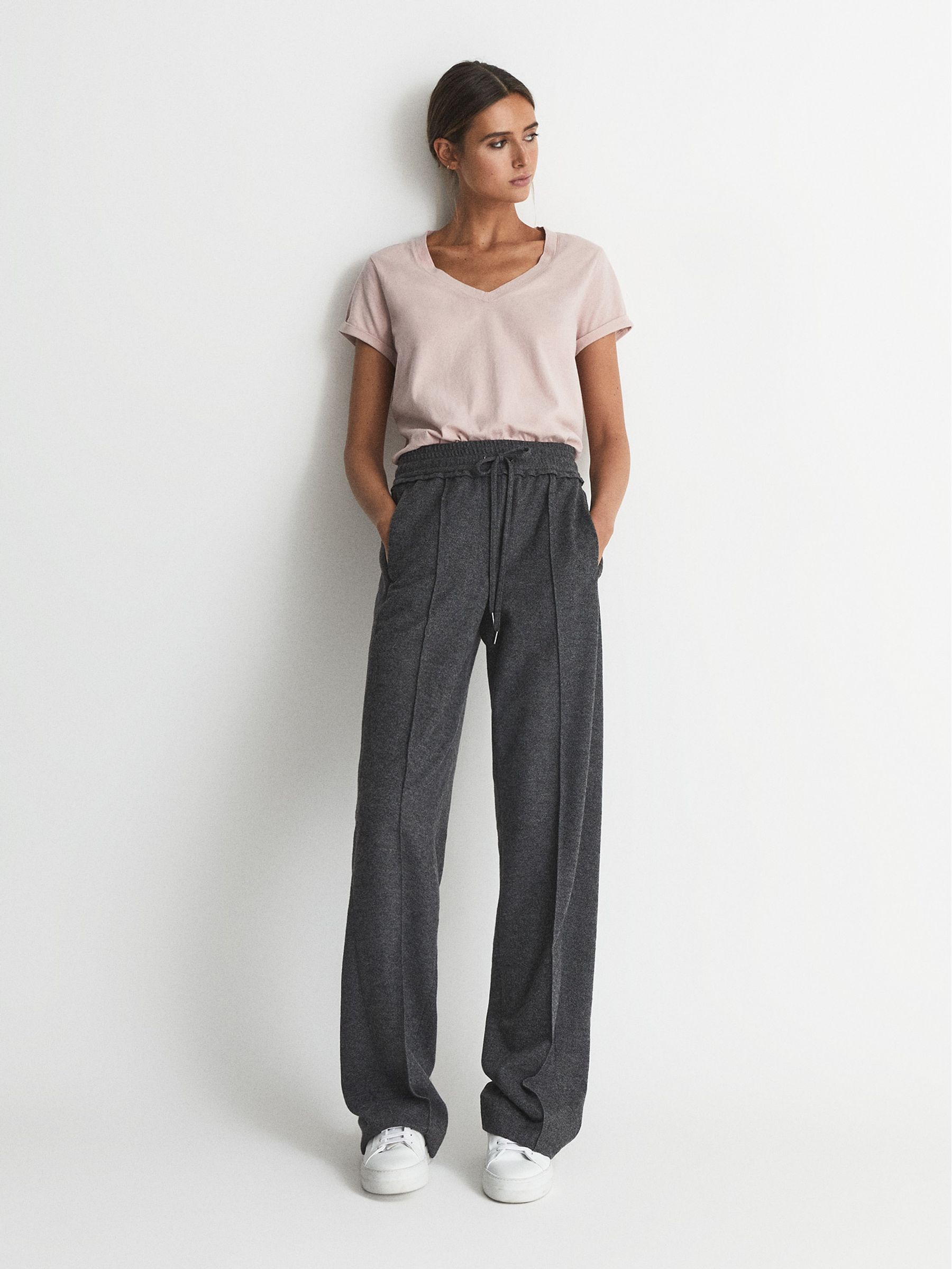 Cotton-jersey V-neck T-shirt in Pink - Image 3 of 6