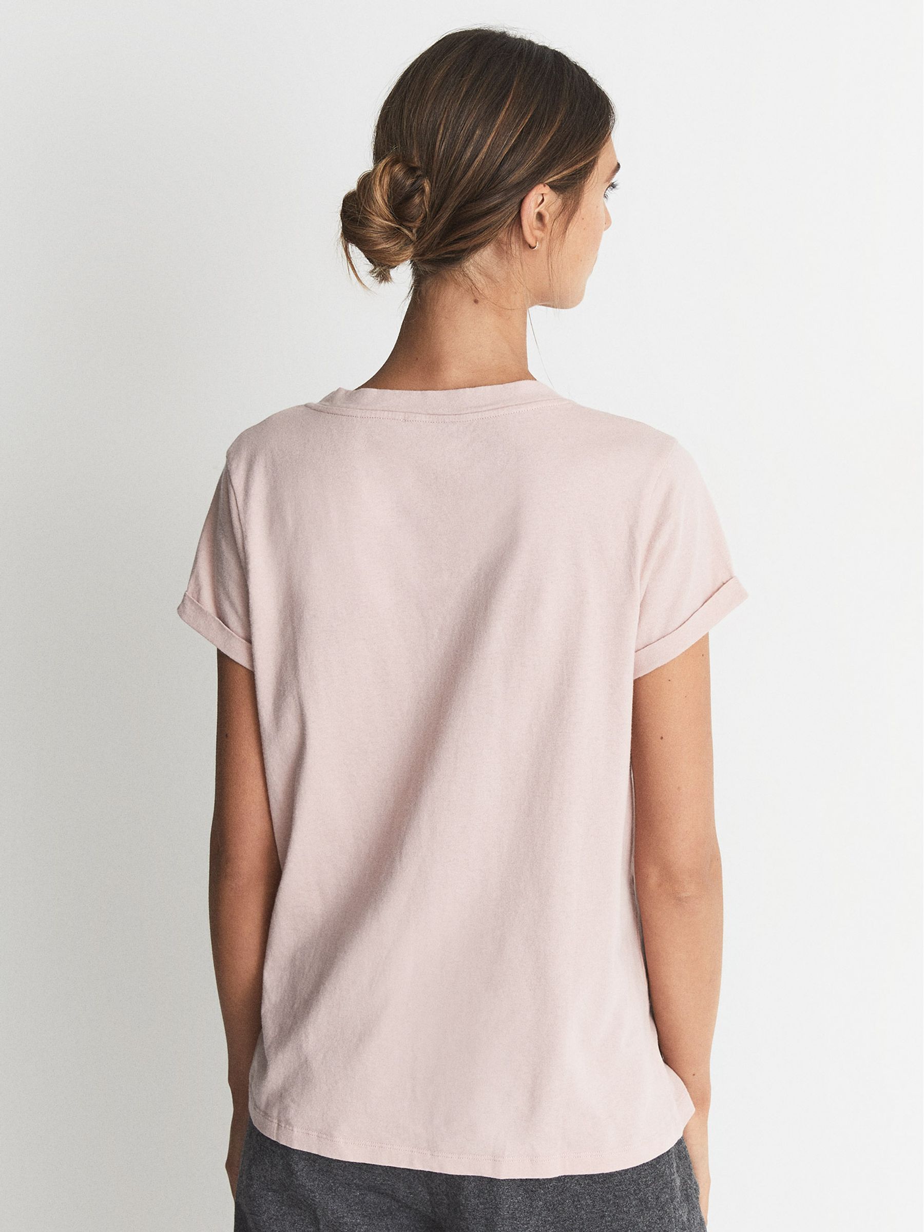 Cotton-jersey V-neck T-shirt in Pink - Image 5 of 6