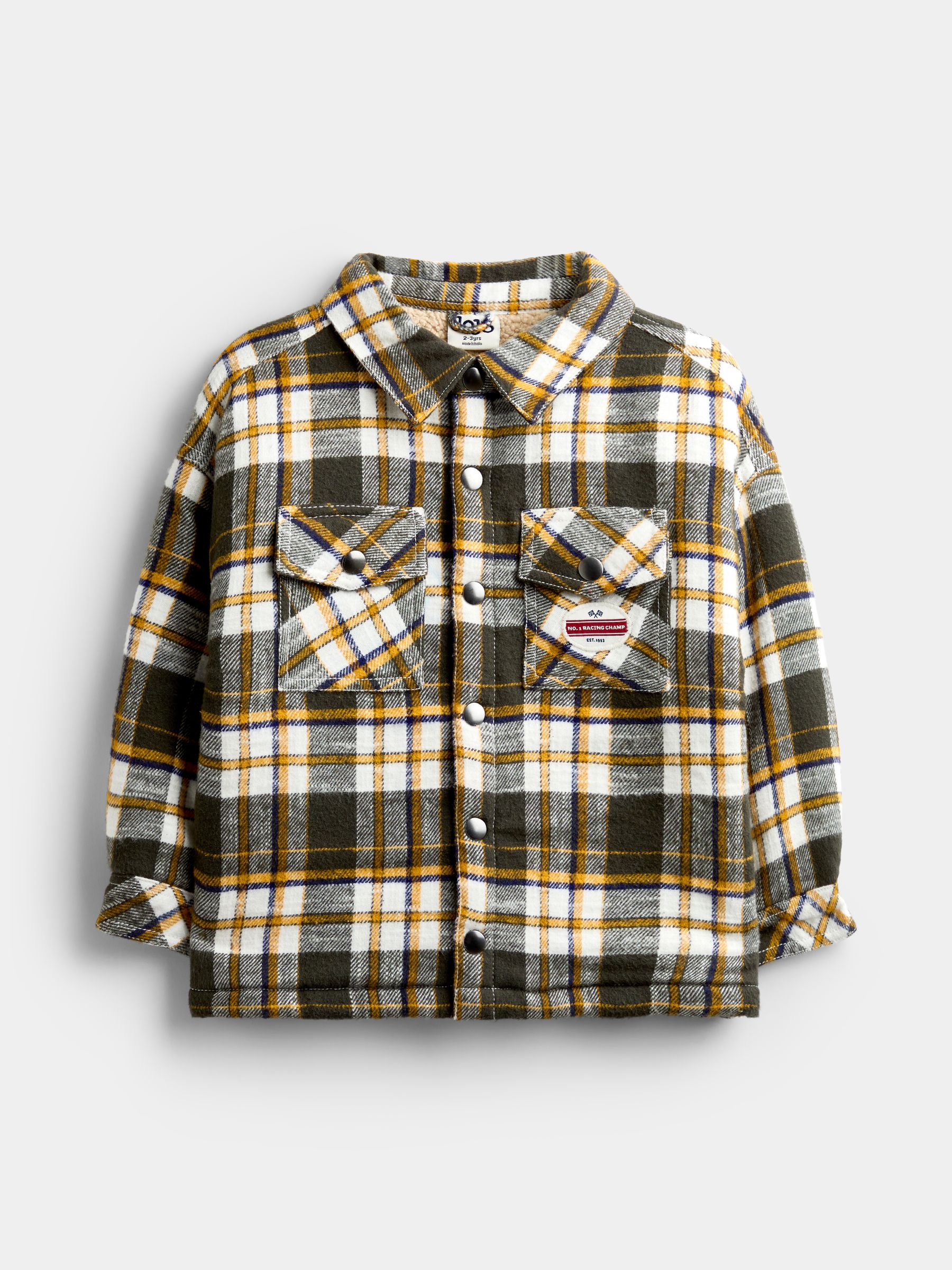 Charcoal Grey Check Race Fleece Lined Shacket - Image 1 of 4