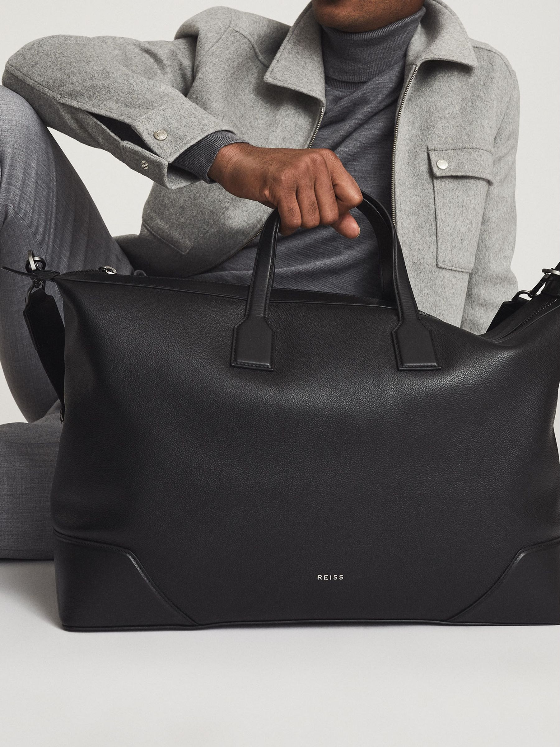 Leather Weekend Holdall in Black - Image 1 of 6