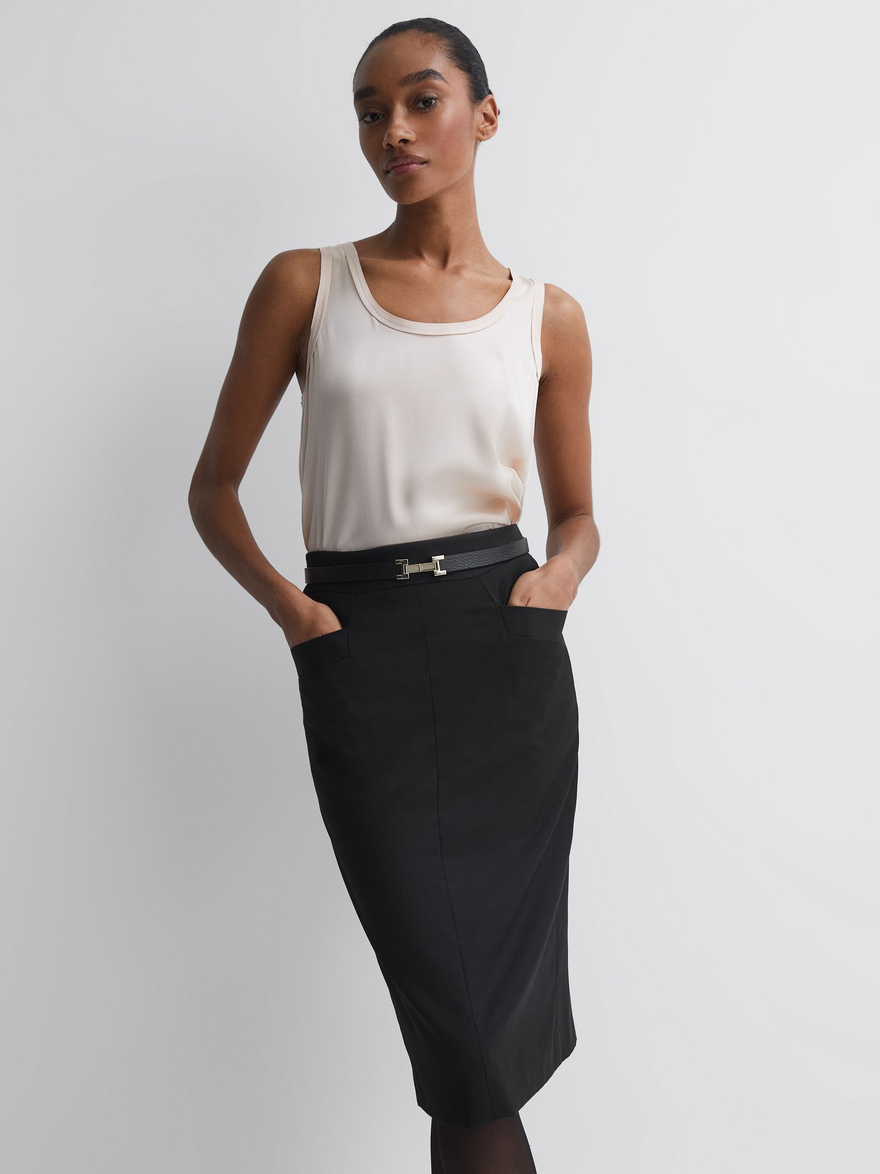 Tailored Pencil Skirt in Black - Image 1 of 6