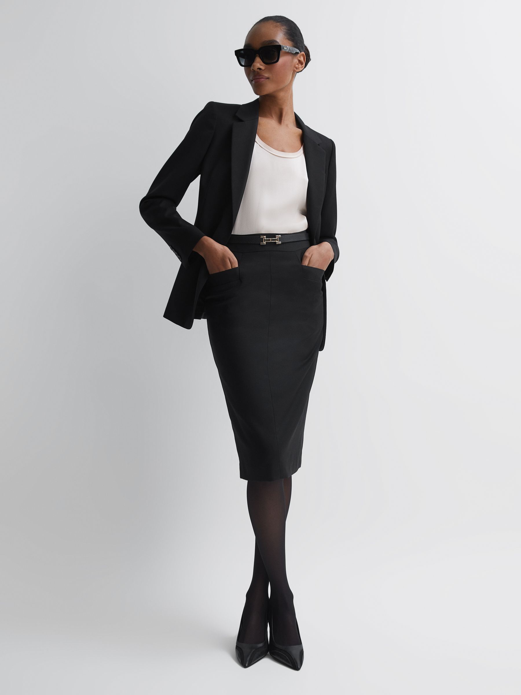 Tailored Pencil Skirt in Black - Image 3 of 6
