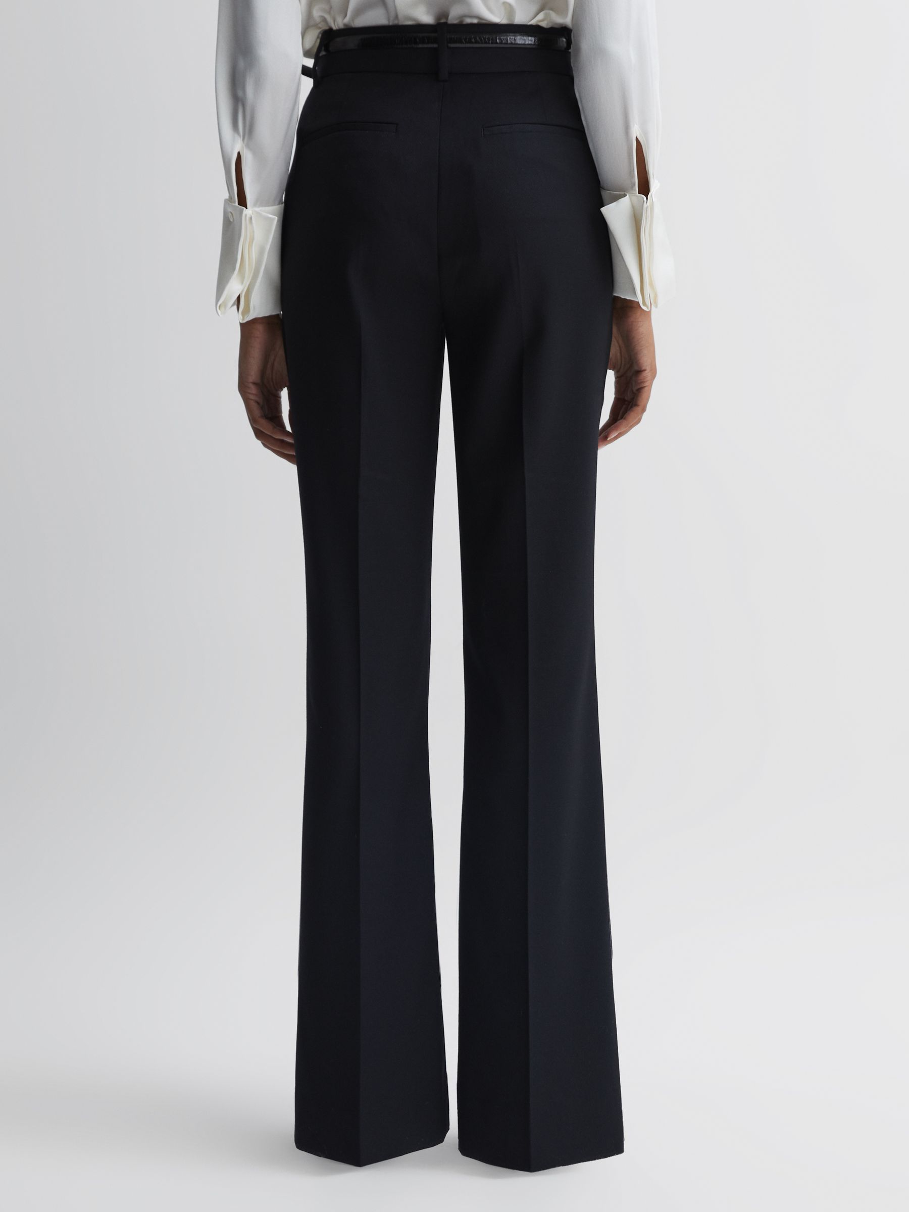 Petite Wool-Blend Tailored Flared Suit Trousers in Black - Image 5 of 6
