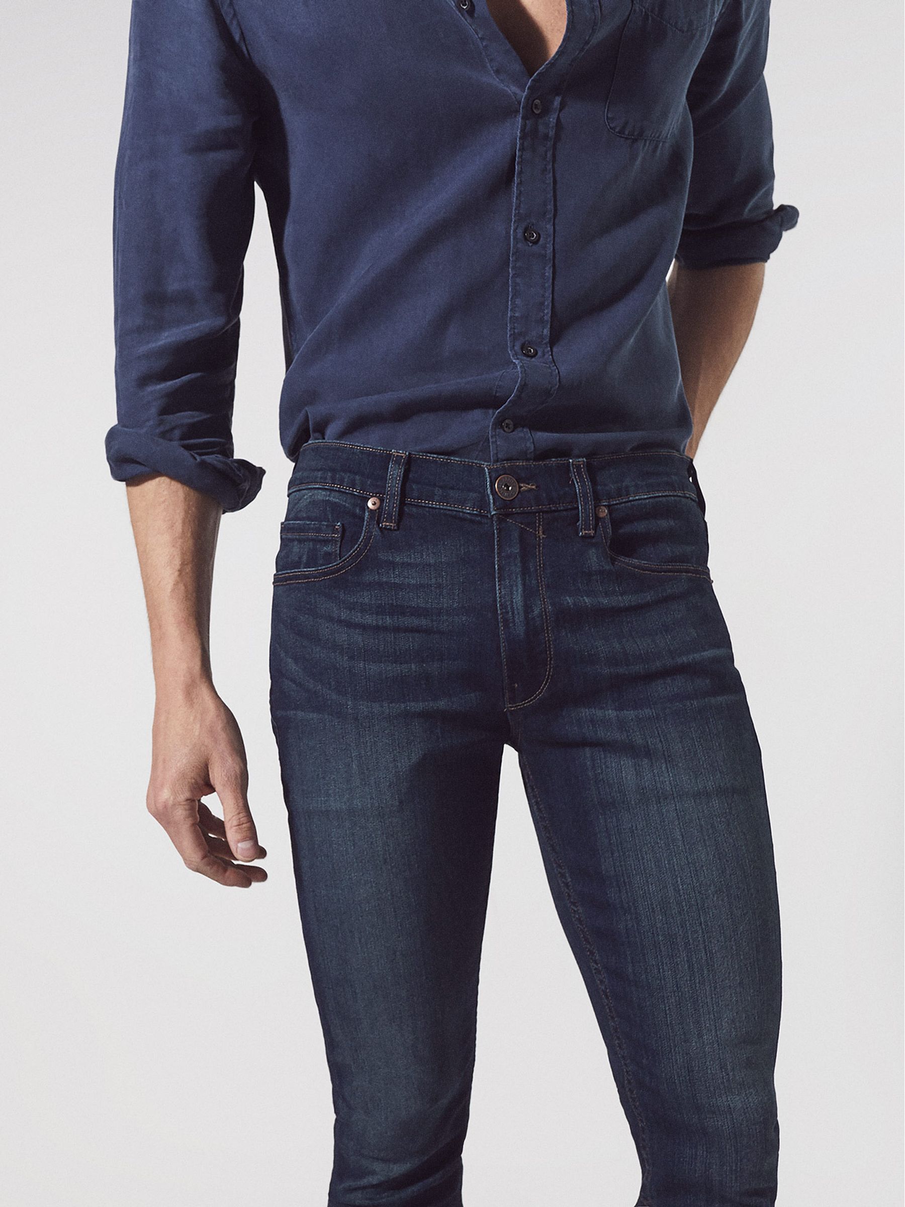 Paige High Stretch Slim Fit Jeans in Dark Indigo - Image 3 of 5