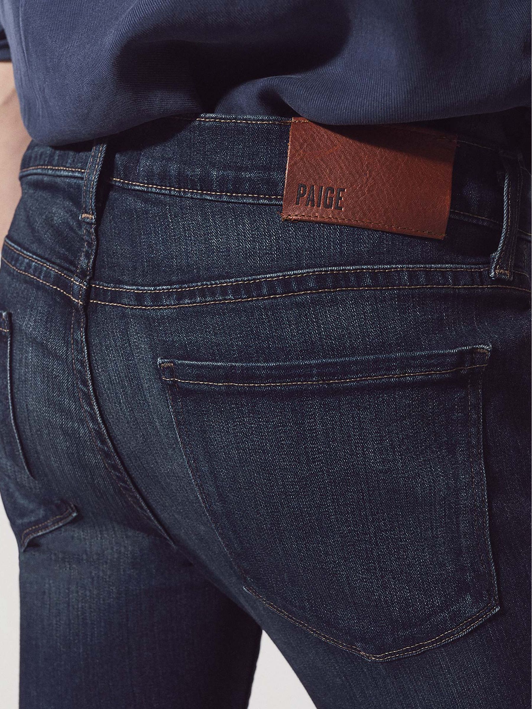 Paige High Stretch Slim Fit Jeans in Dark Indigo - Image 4 of 5