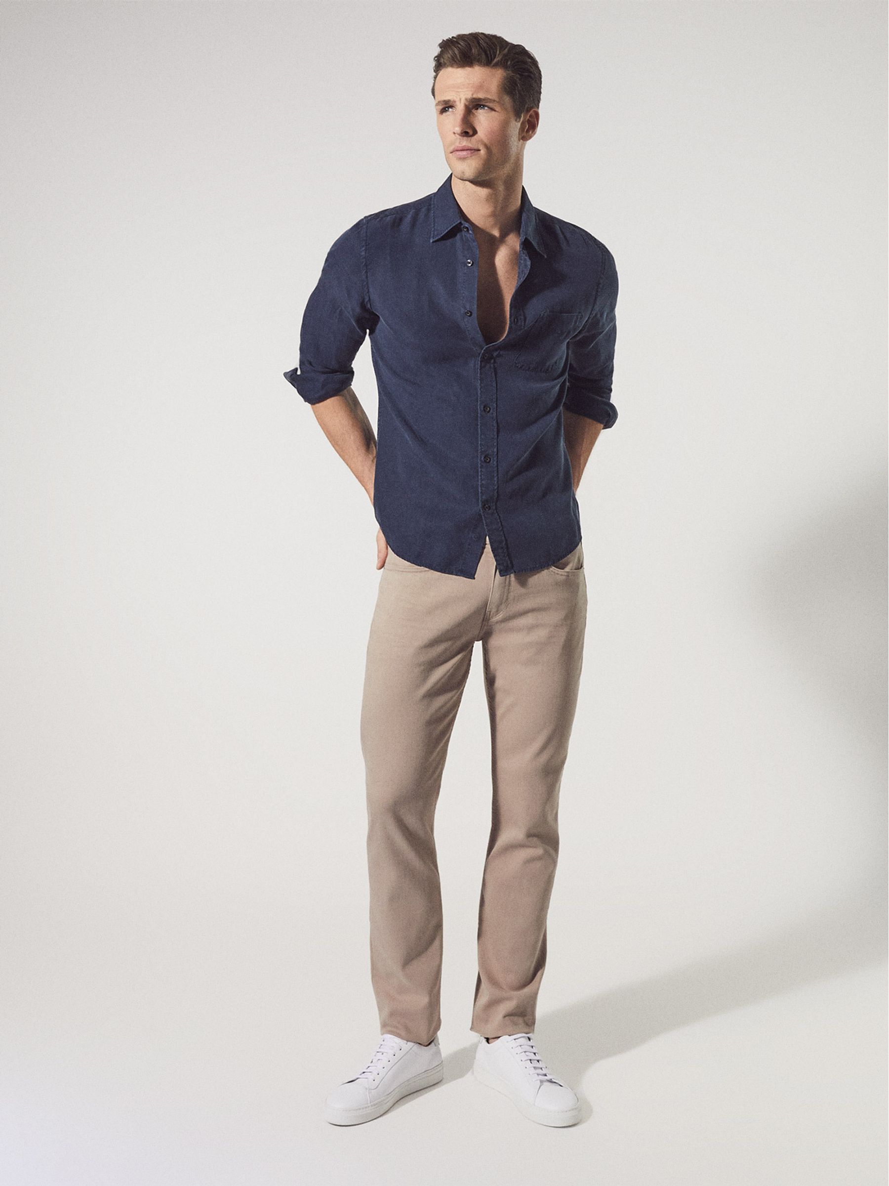 Paige High Stretch Slim Straight Fit Jeans in Stone - Image 1 of 5