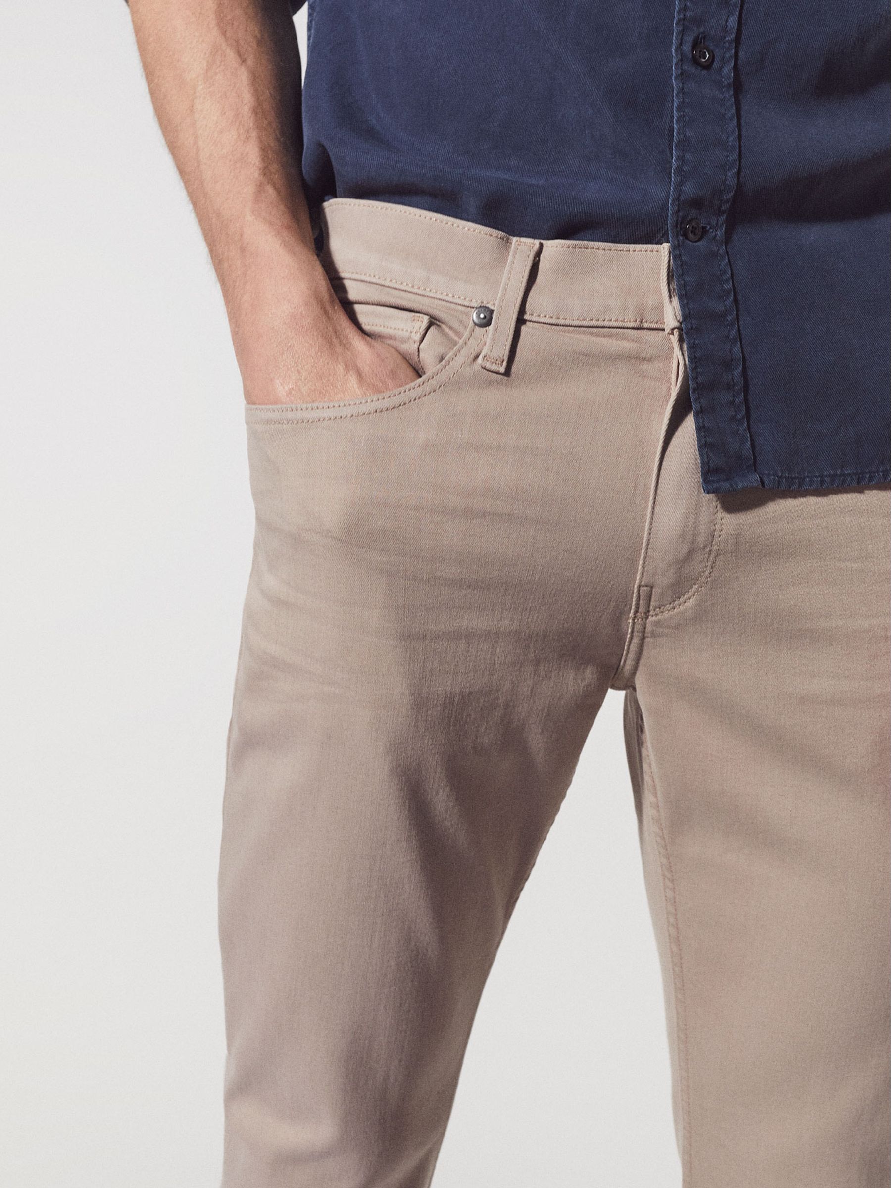 Paige High Stretch Slim Straight Fit Jeans in Stone - Image 3 of 5