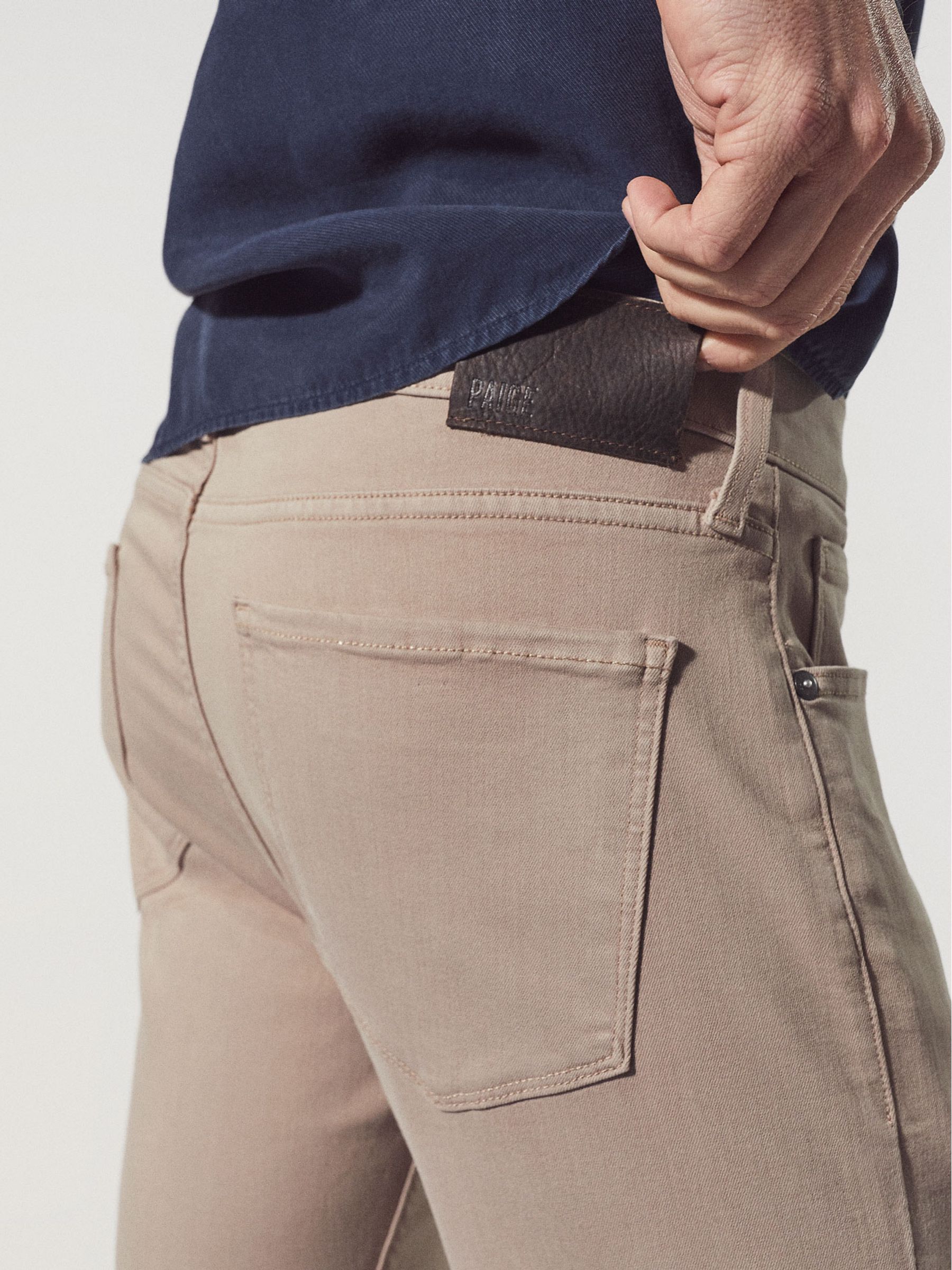 Paige High Stretch Slim Straight Fit Jeans in Stone - Image 4 of 5