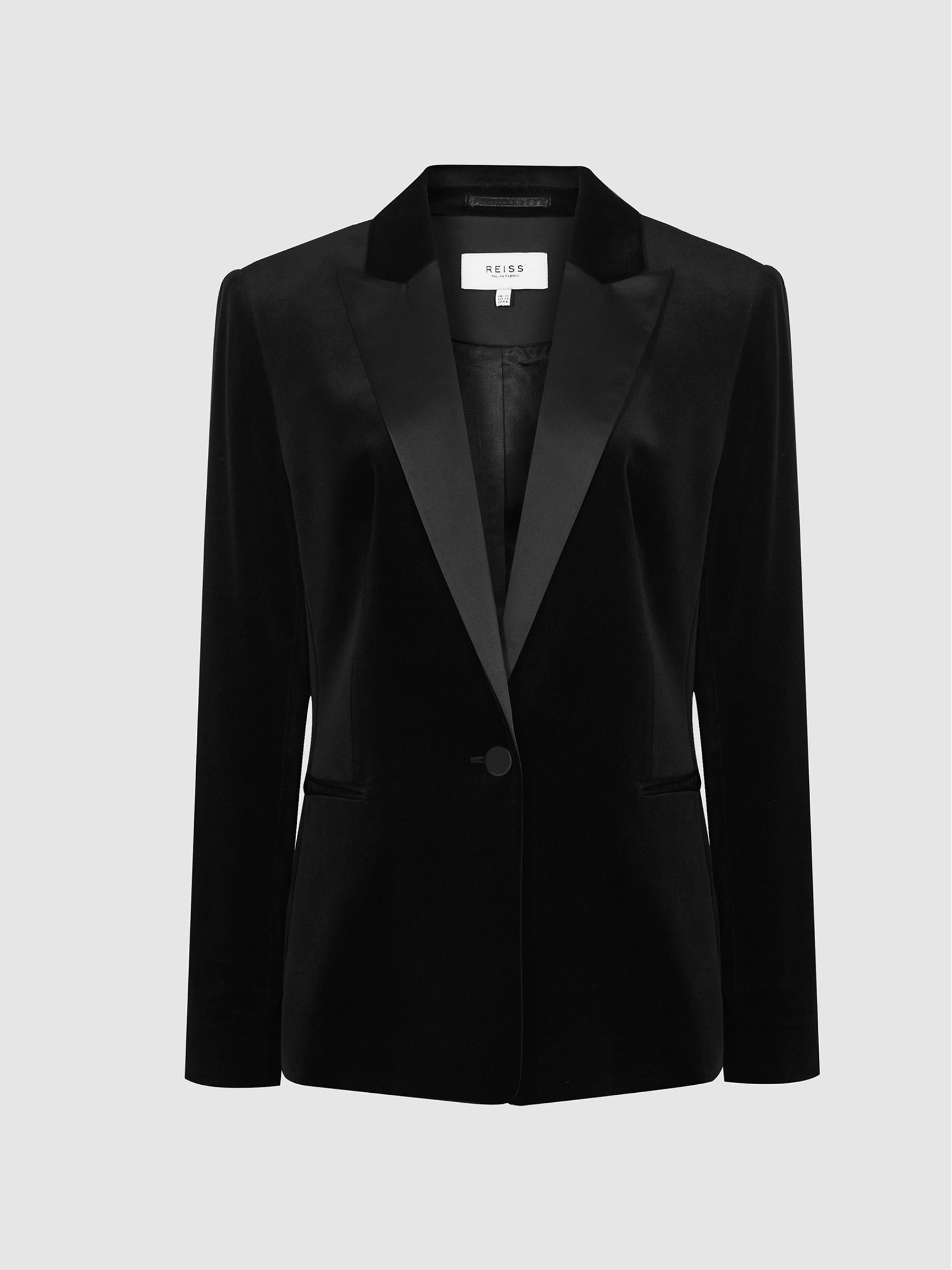 Petite Velvet Blazer in Black - Image 2 of 6