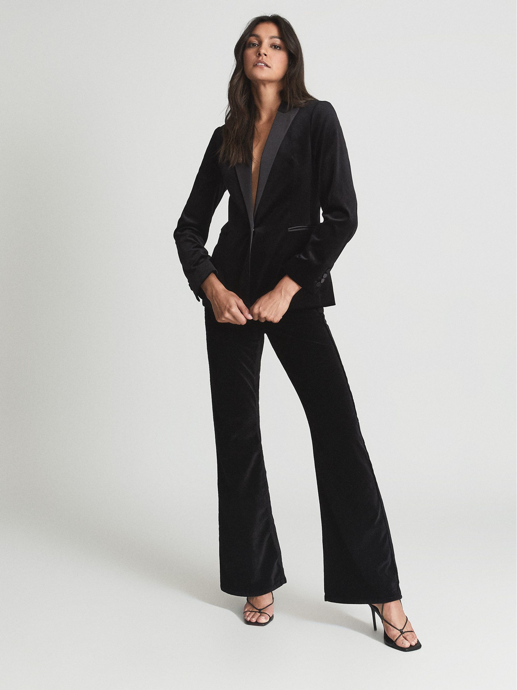 Petite Velvet Blazer in Black - Image 3 of 6