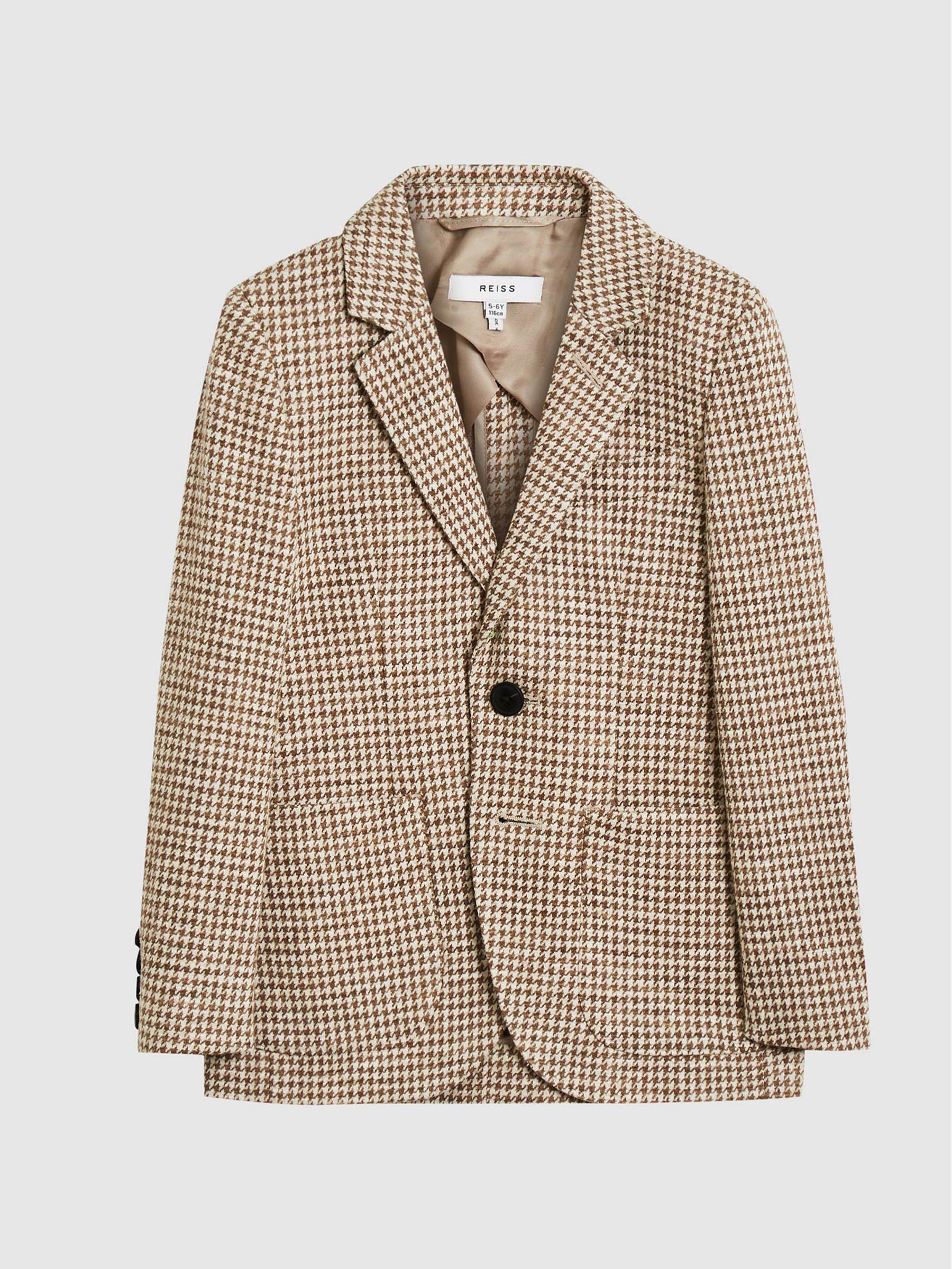 Single Breasted Puppytooth Blazer in Oatmeal - Image 2 of 6