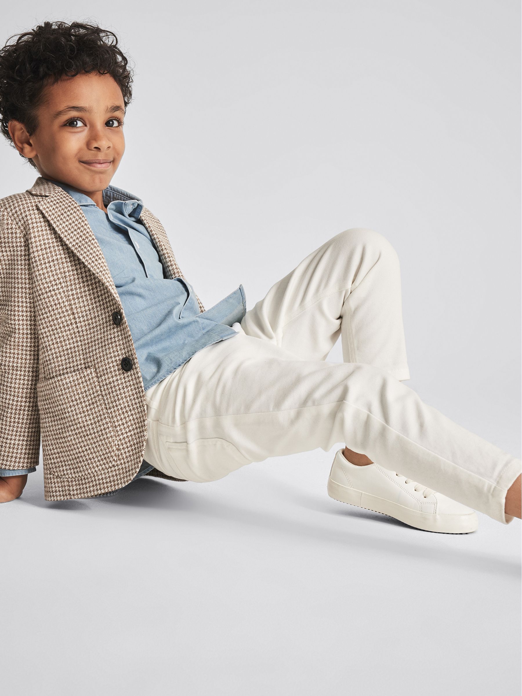 Single Breasted Puppytooth Blazer in Oatmeal - Image 4 of 6