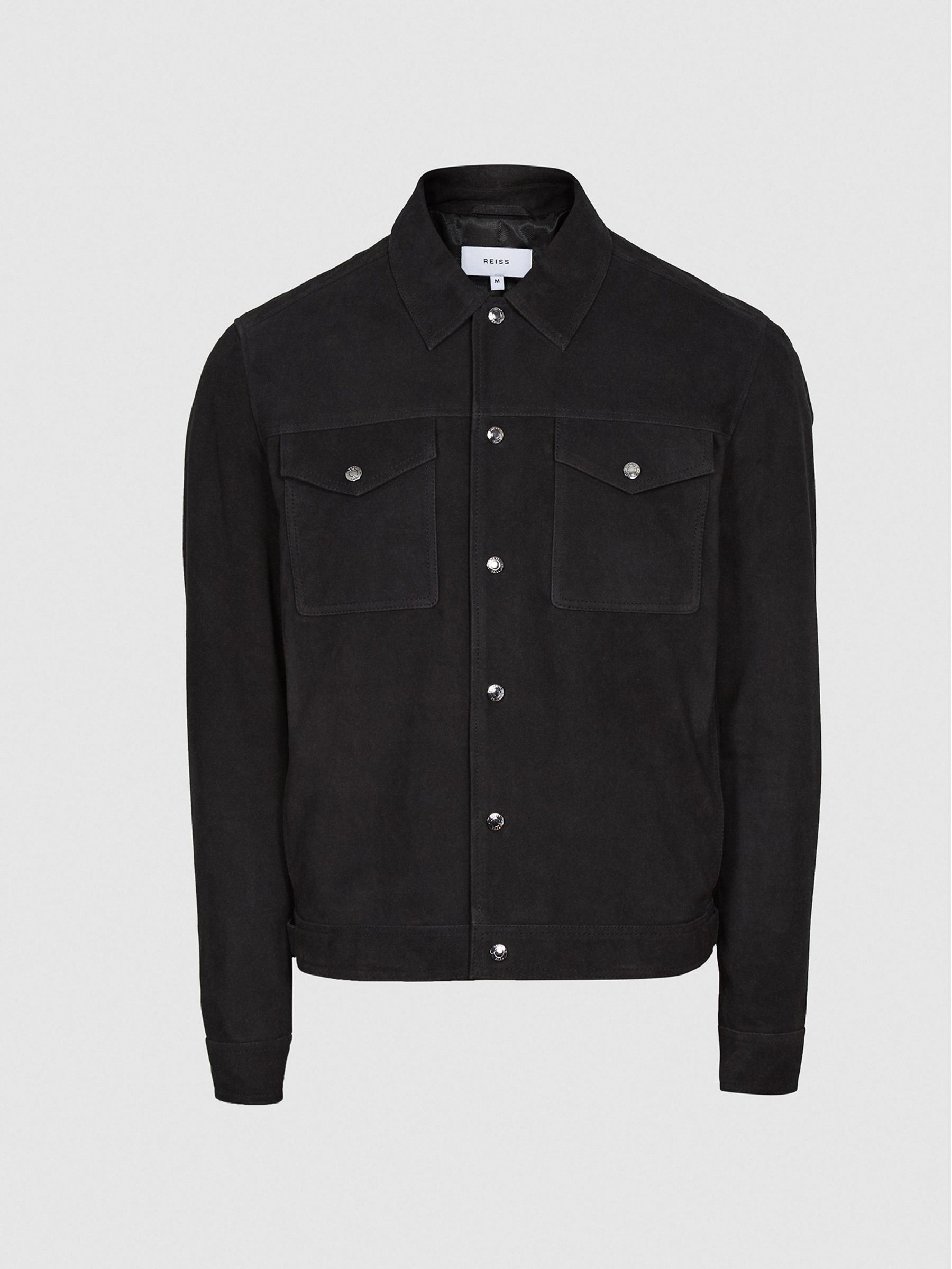 Suede Trucker Jacket in Washed Black - Image 2 of 5