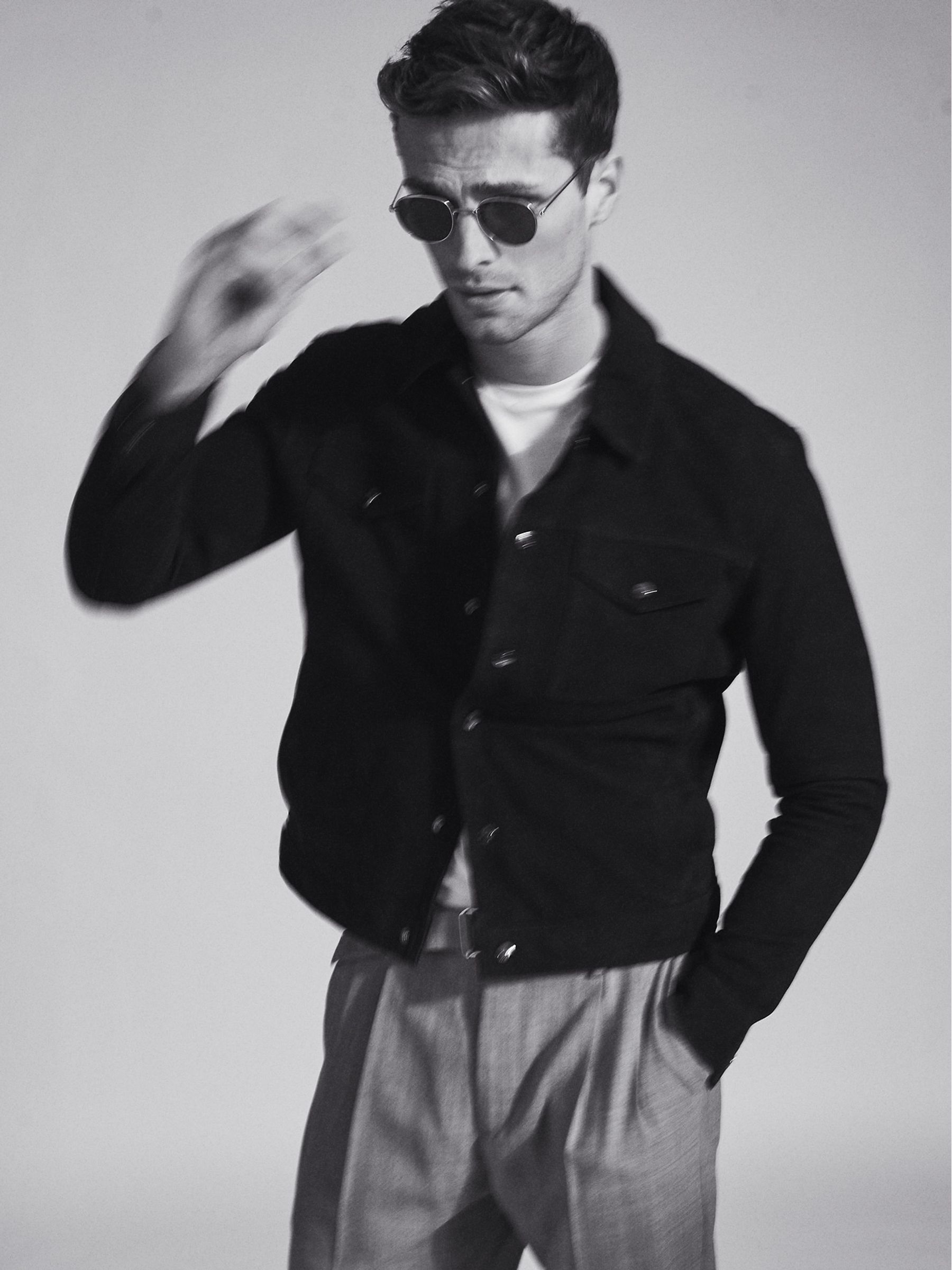 Suede Trucker Jacket in Washed Black - Image 4 of 5