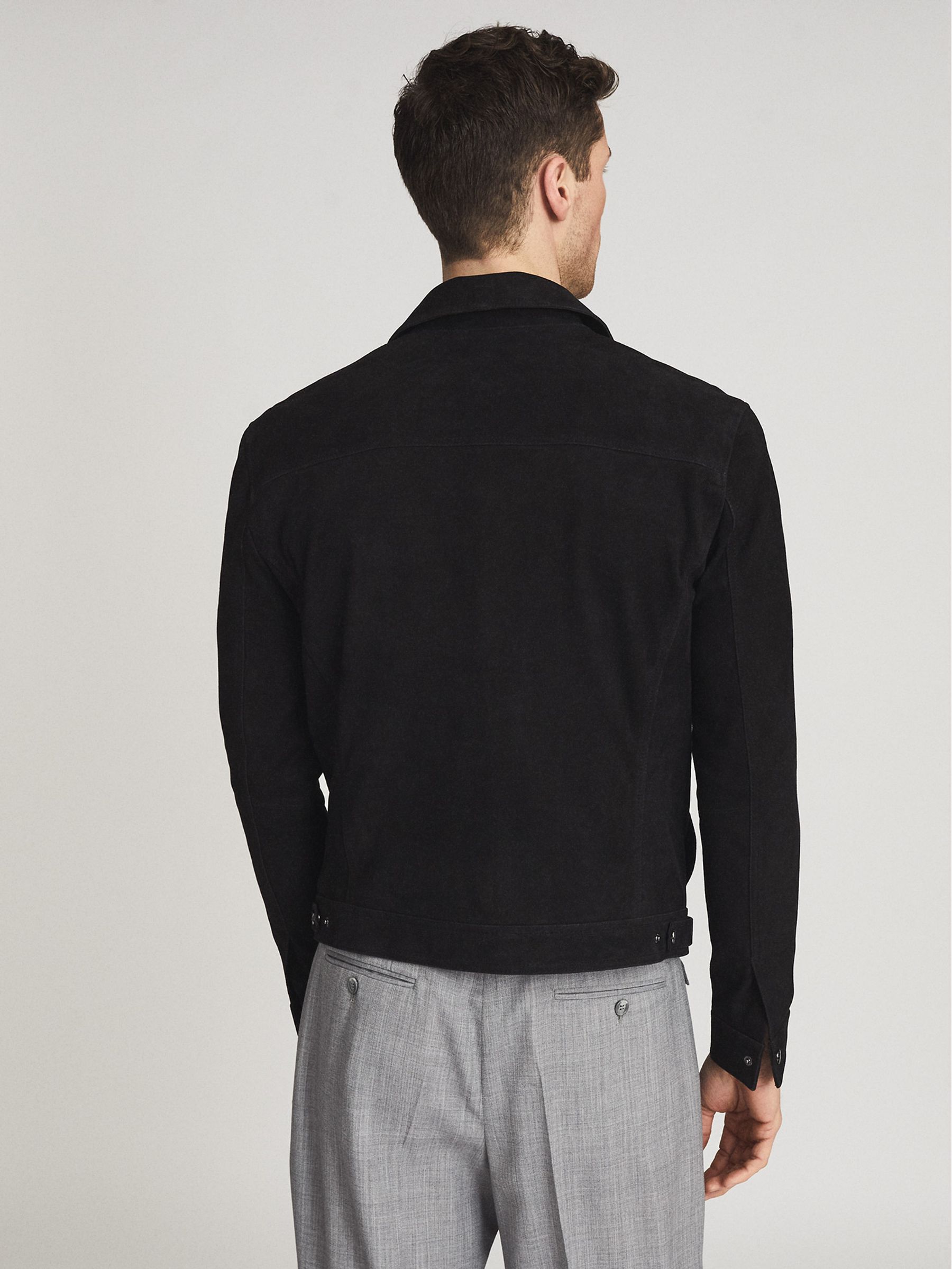 Suede Trucker Jacket in Washed Black - Image 5 of 5