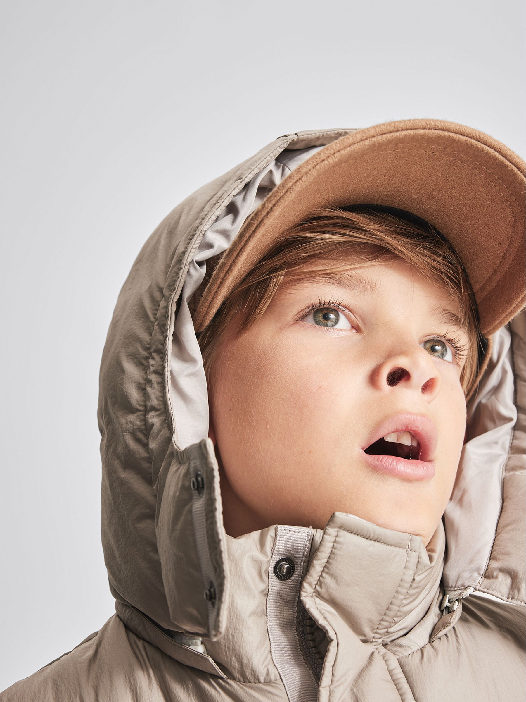 Hooded Puffer Jacket in Stone - Image 3 of 6