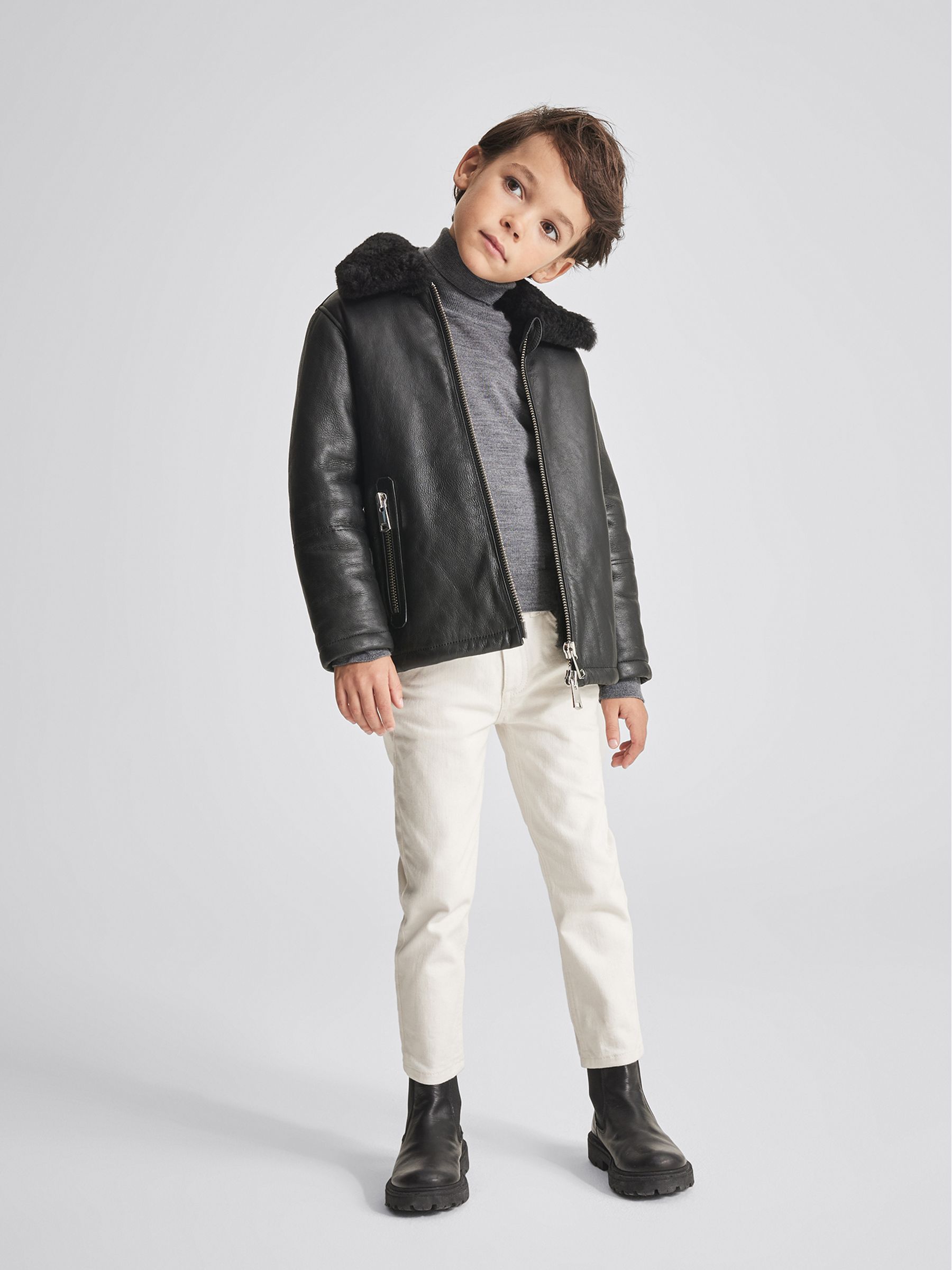 Shearling Jacket in Black - Image 1 of 6