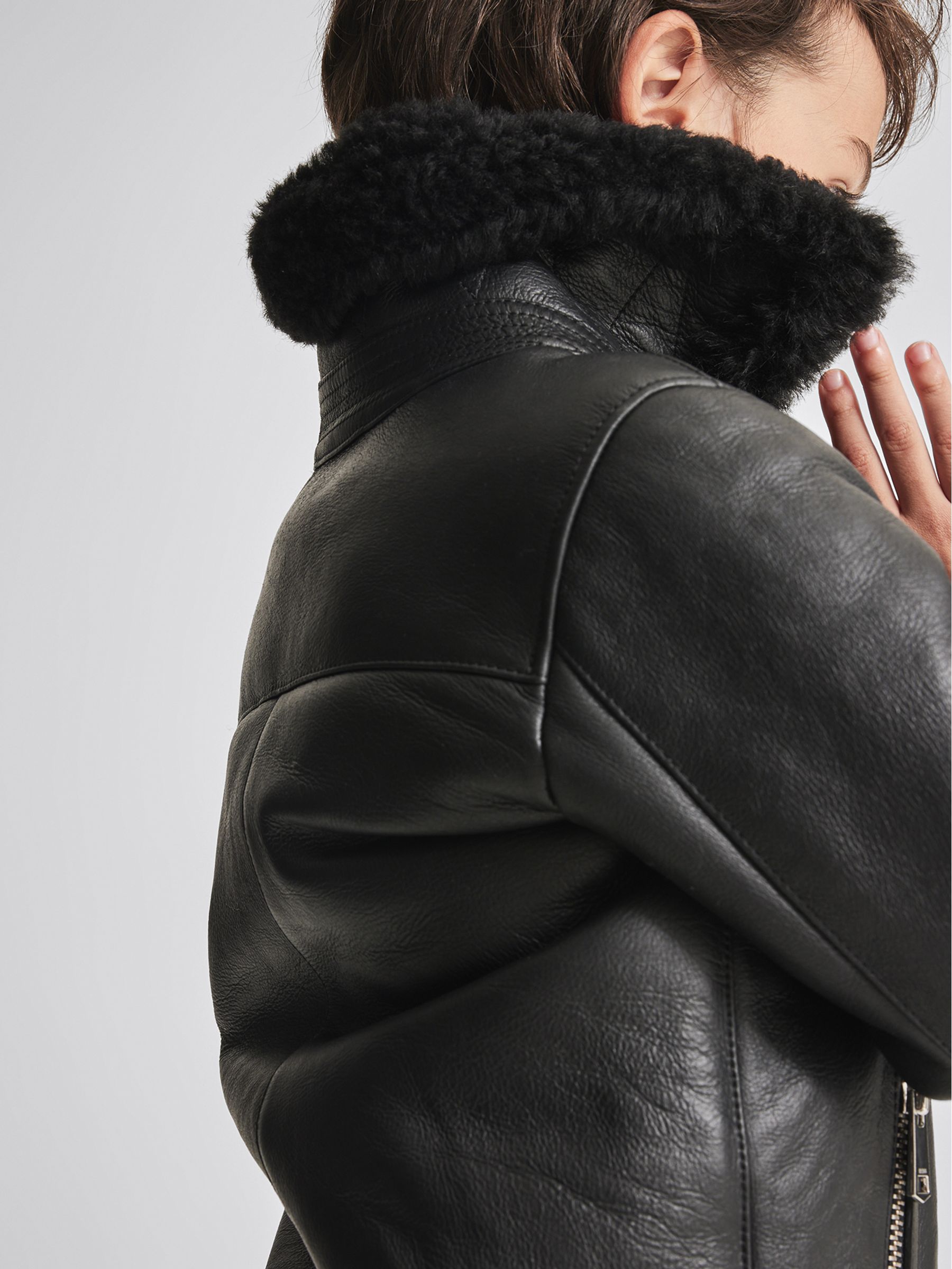 Shearling Jacket in Black - Image 4 of 6