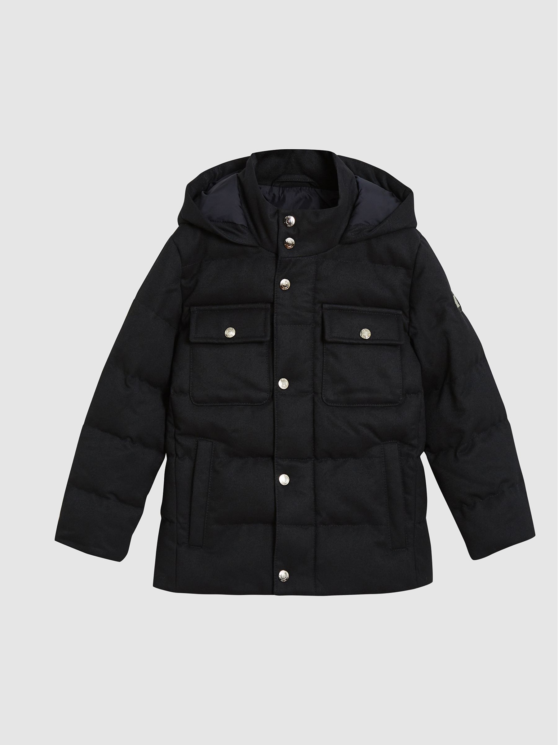 Hooded Puffer Jacket in Navy - 圖片 2/6