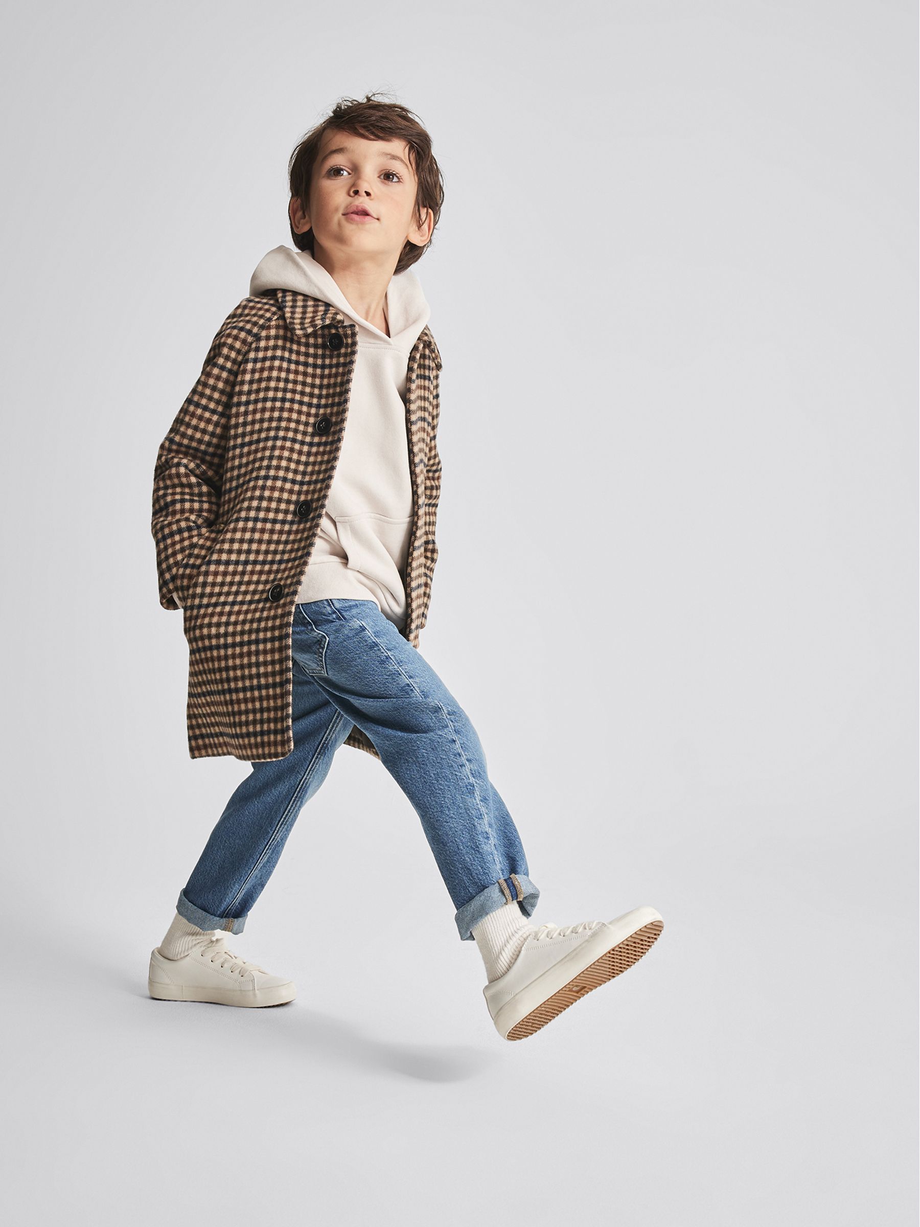 Check Overcoat in Brown Check - Image 1 of 5