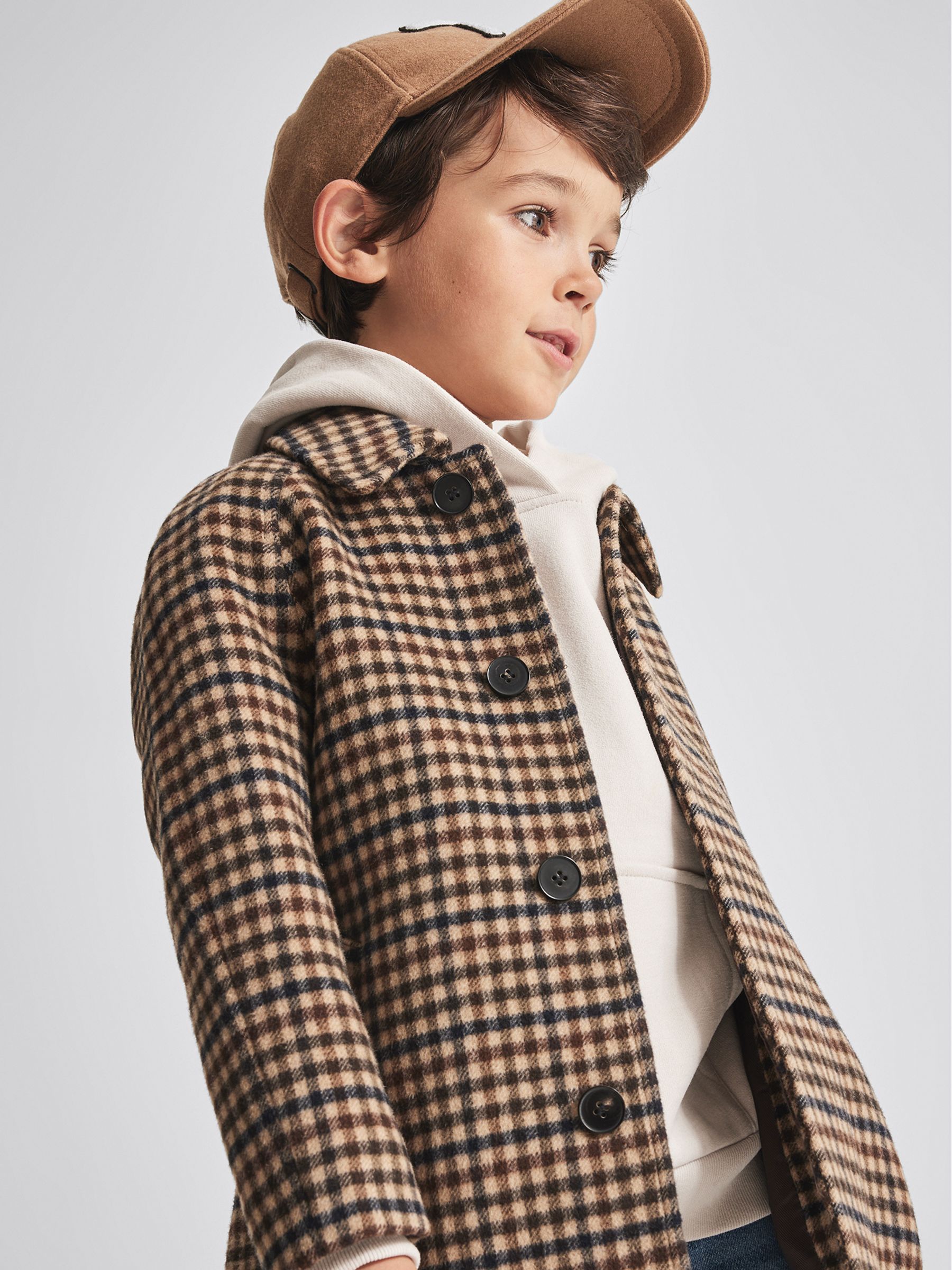 Check Overcoat in Brown Check - Image 3 of 5