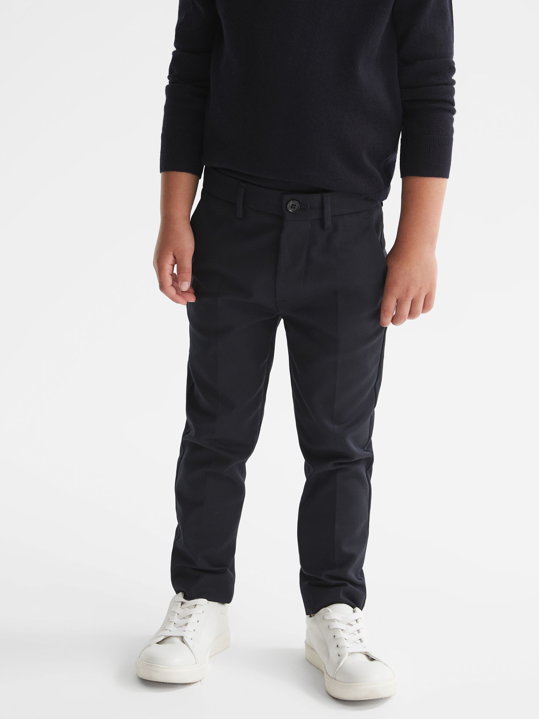 Stretch Cotton Chinos in Navy - Image 1 of 6 Stretch Cotton Chinos in Navy - Image 1 of 6