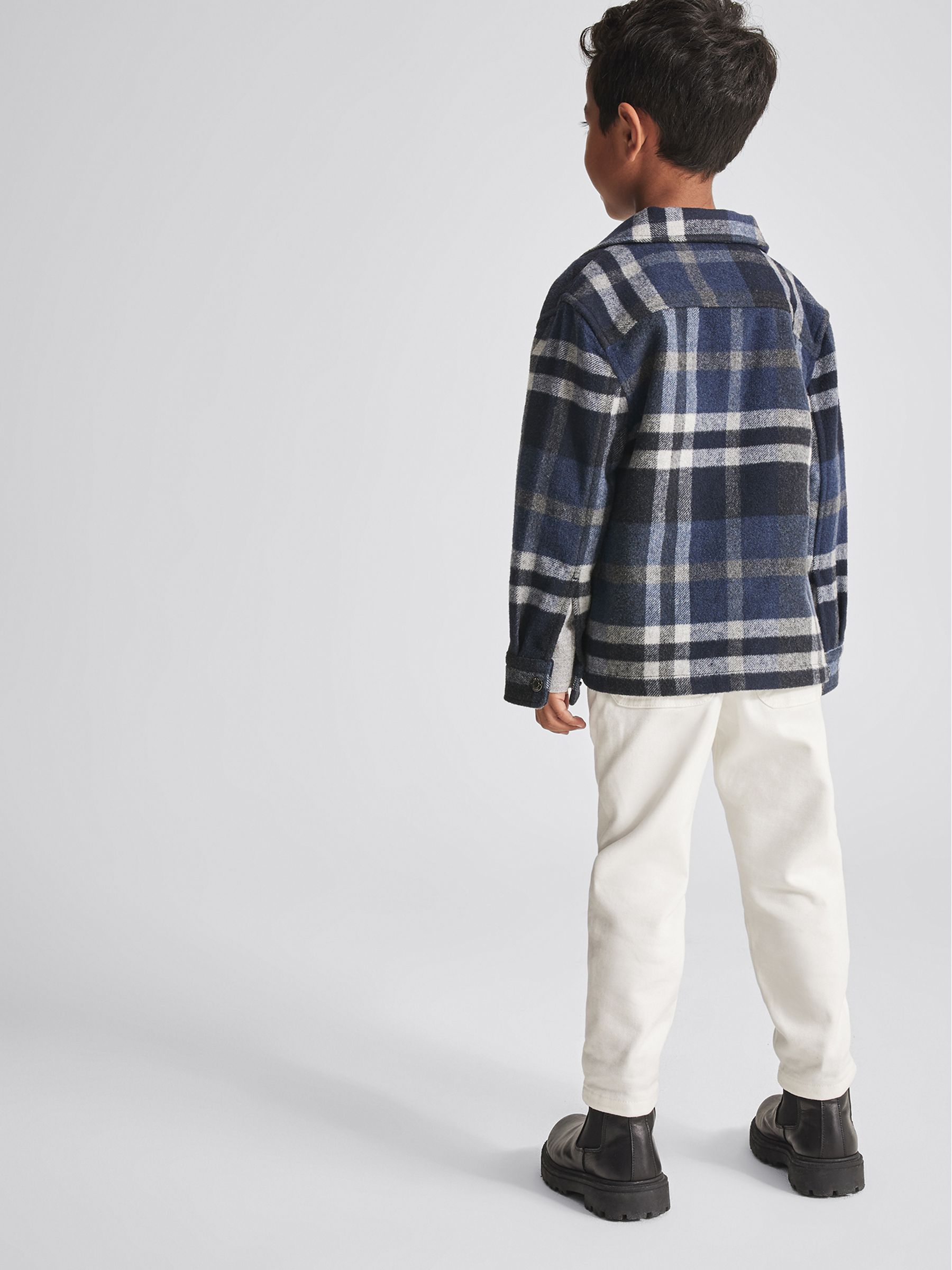 Checked Overshirt in Navy Check - Image 3 of 7
