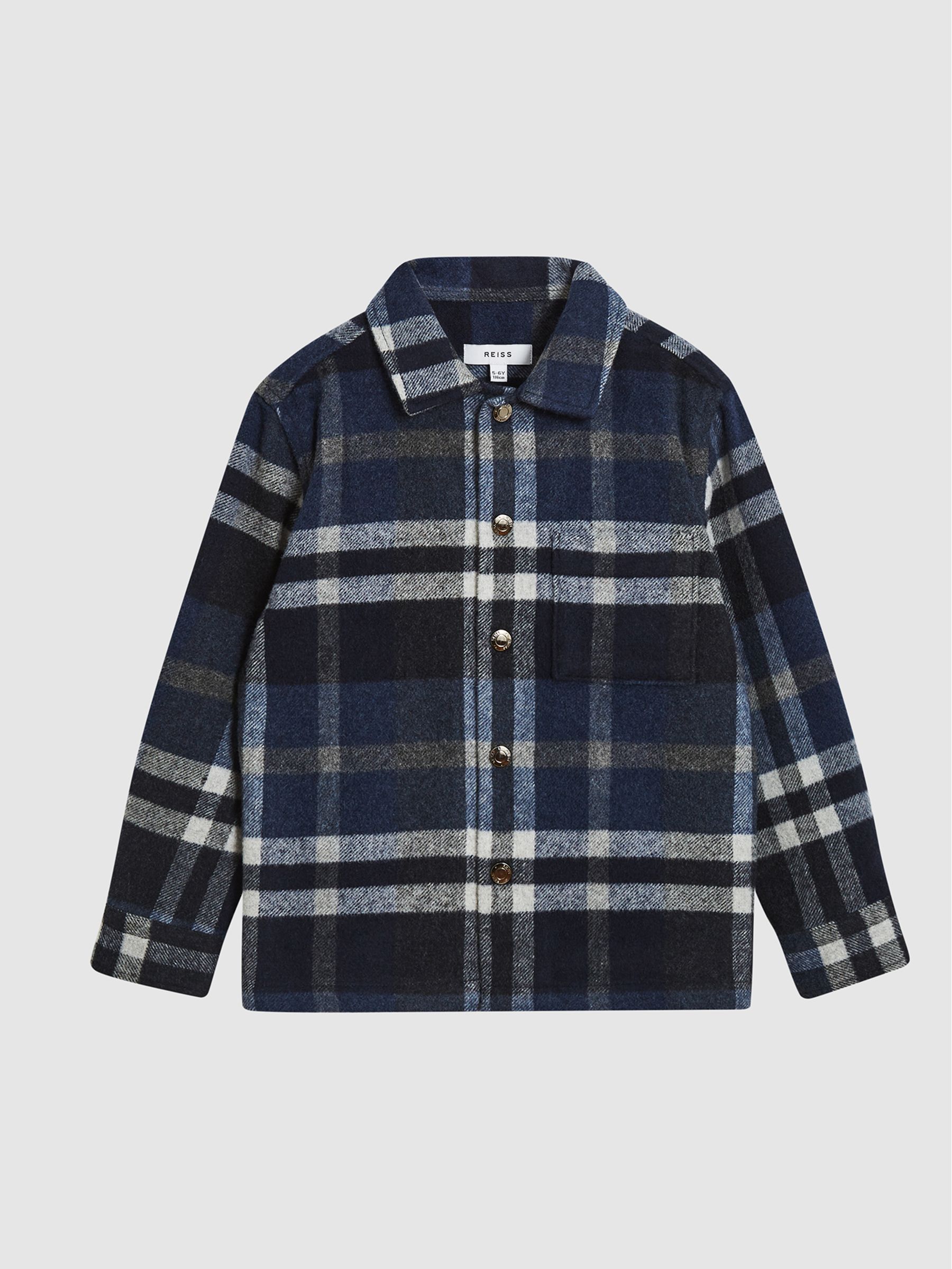 Checked Overshirt in Navy Check - Image 6 of 7