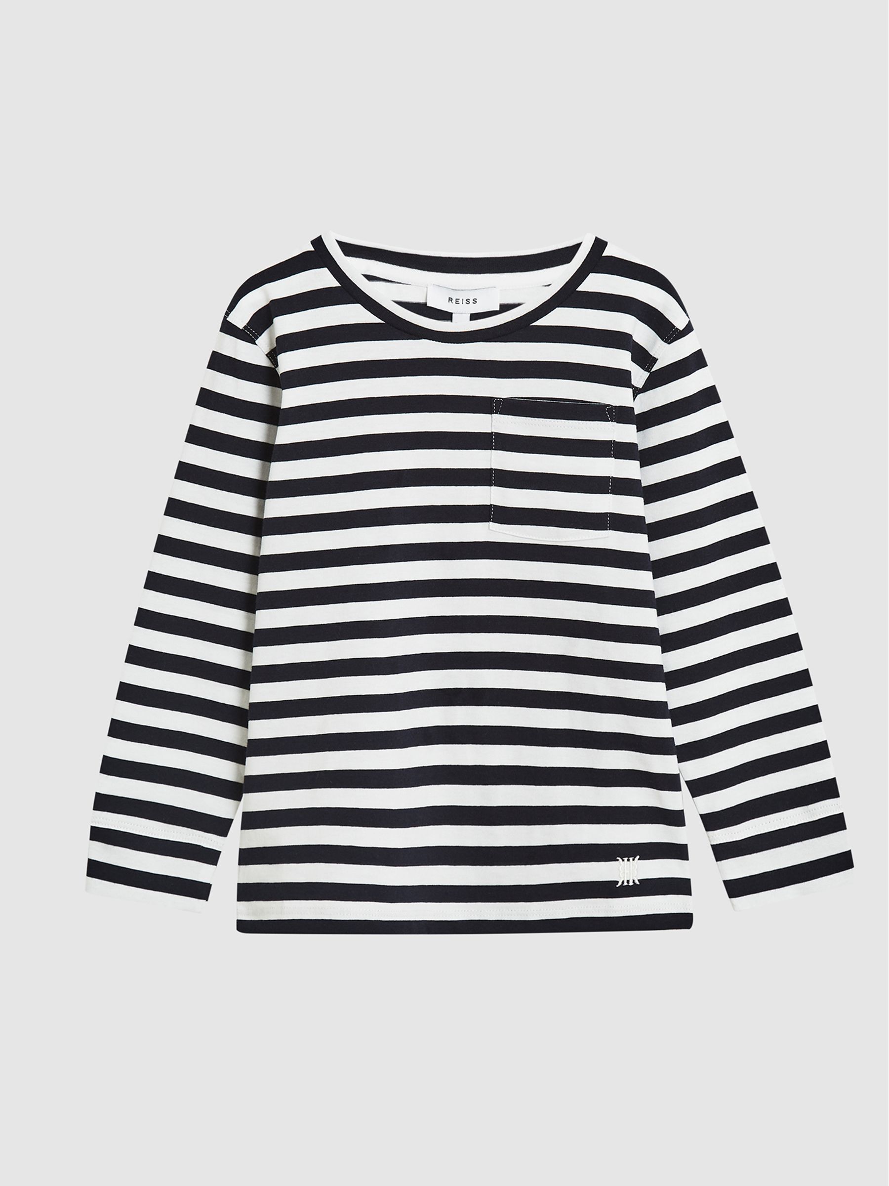 Striped Long Sleeve T Shirt in White/Navy - Image 2 of 6
