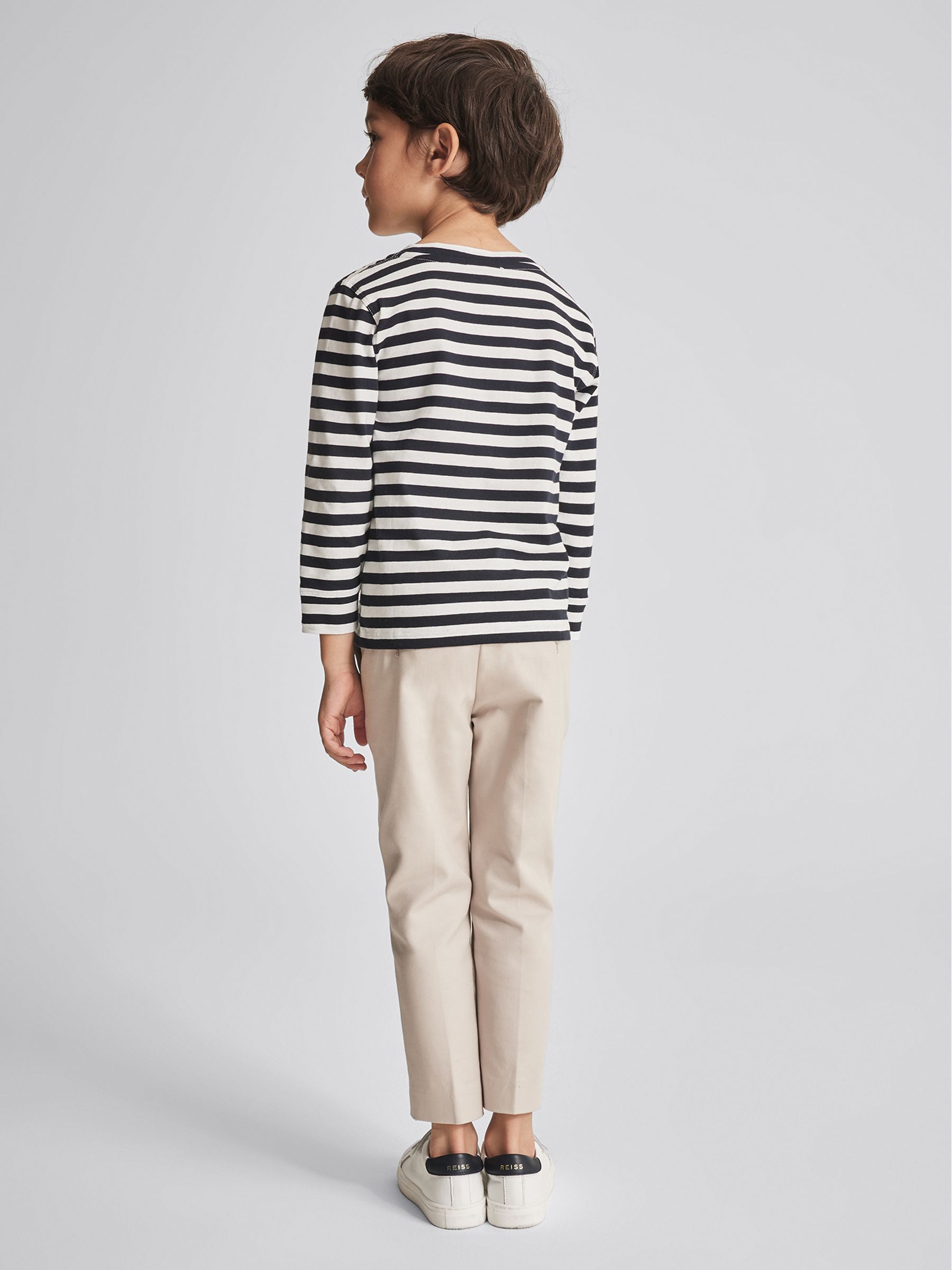 Striped Long Sleeve T Shirt in White/Navy - Image 5 of 6
