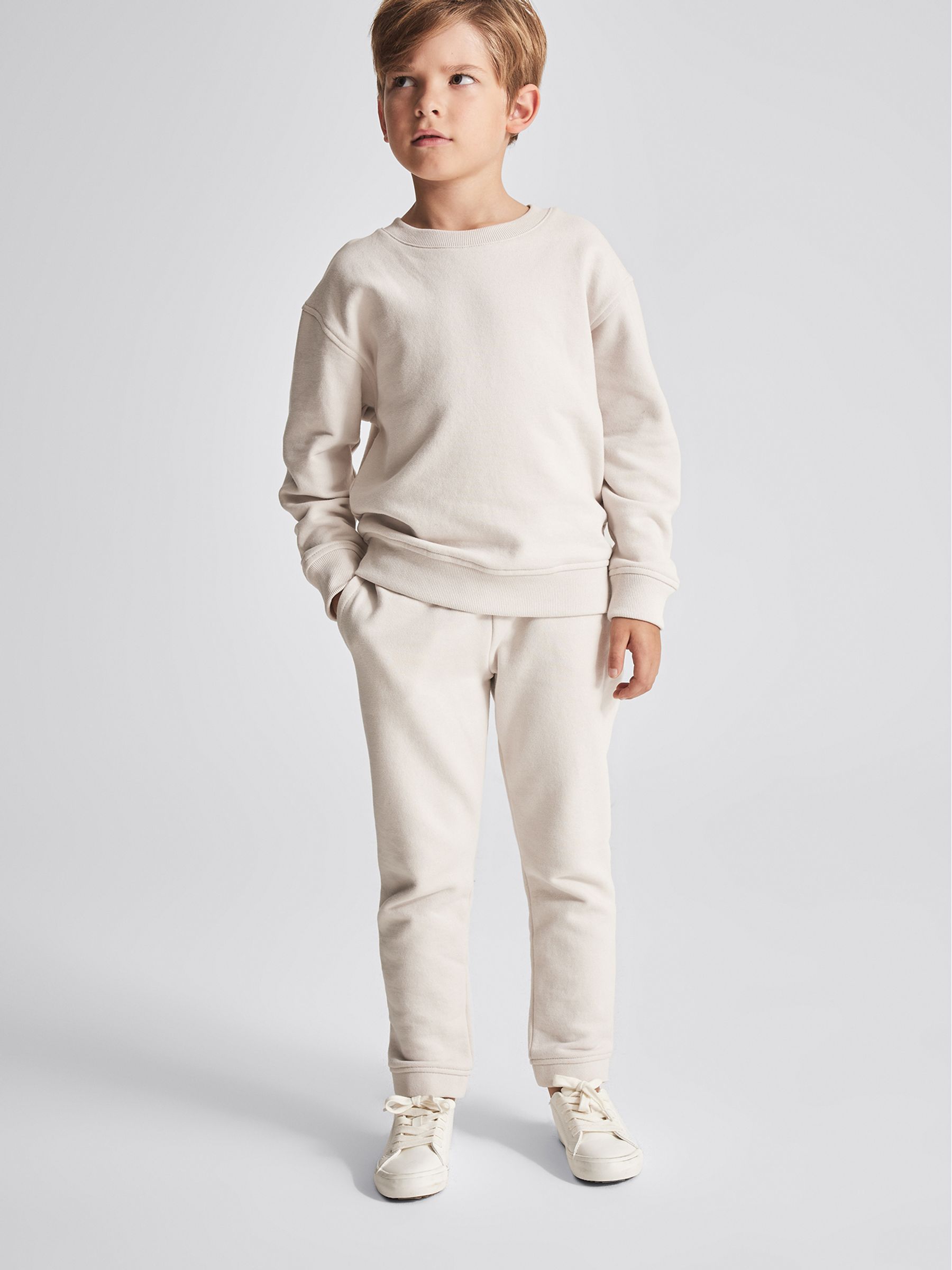 Crew Neck Knitted Jumper in Cream - Image 1 of 6