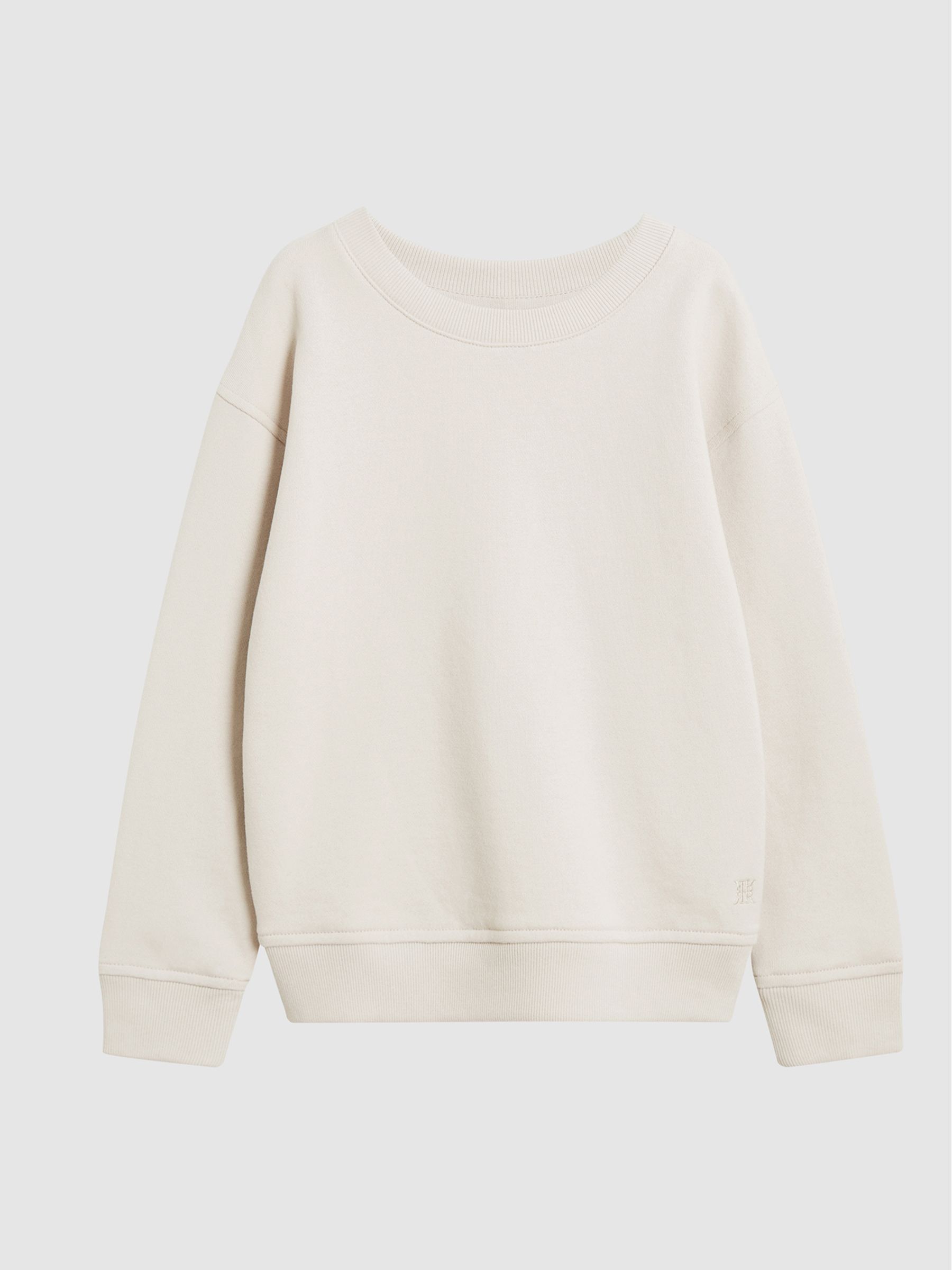 Crew Neck Knitted Jumper in Cream - Image 2 of 6