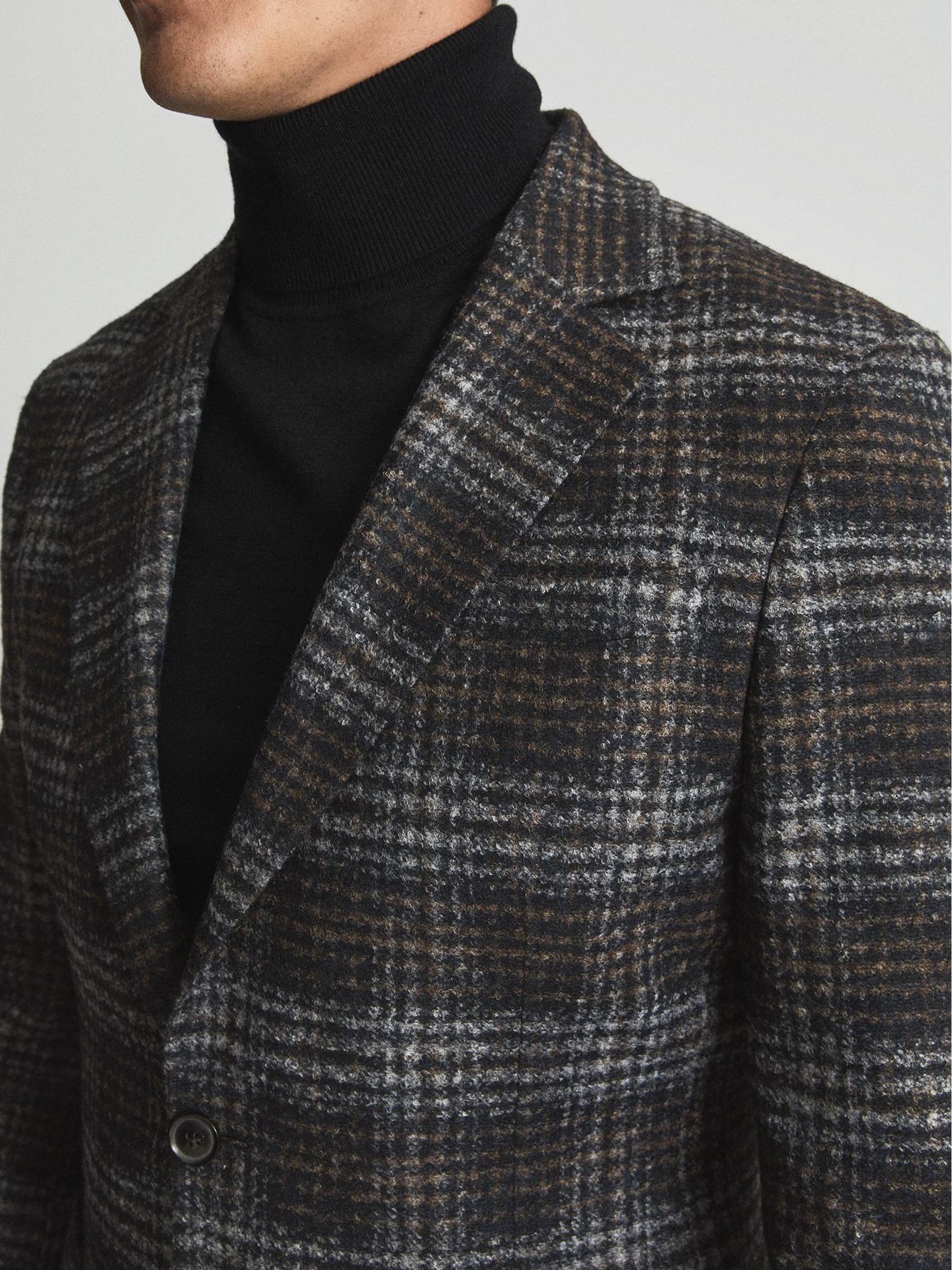 Wool Blend Checked Slim Fit Blazer in Charcoal Grey - Image 4 of 6