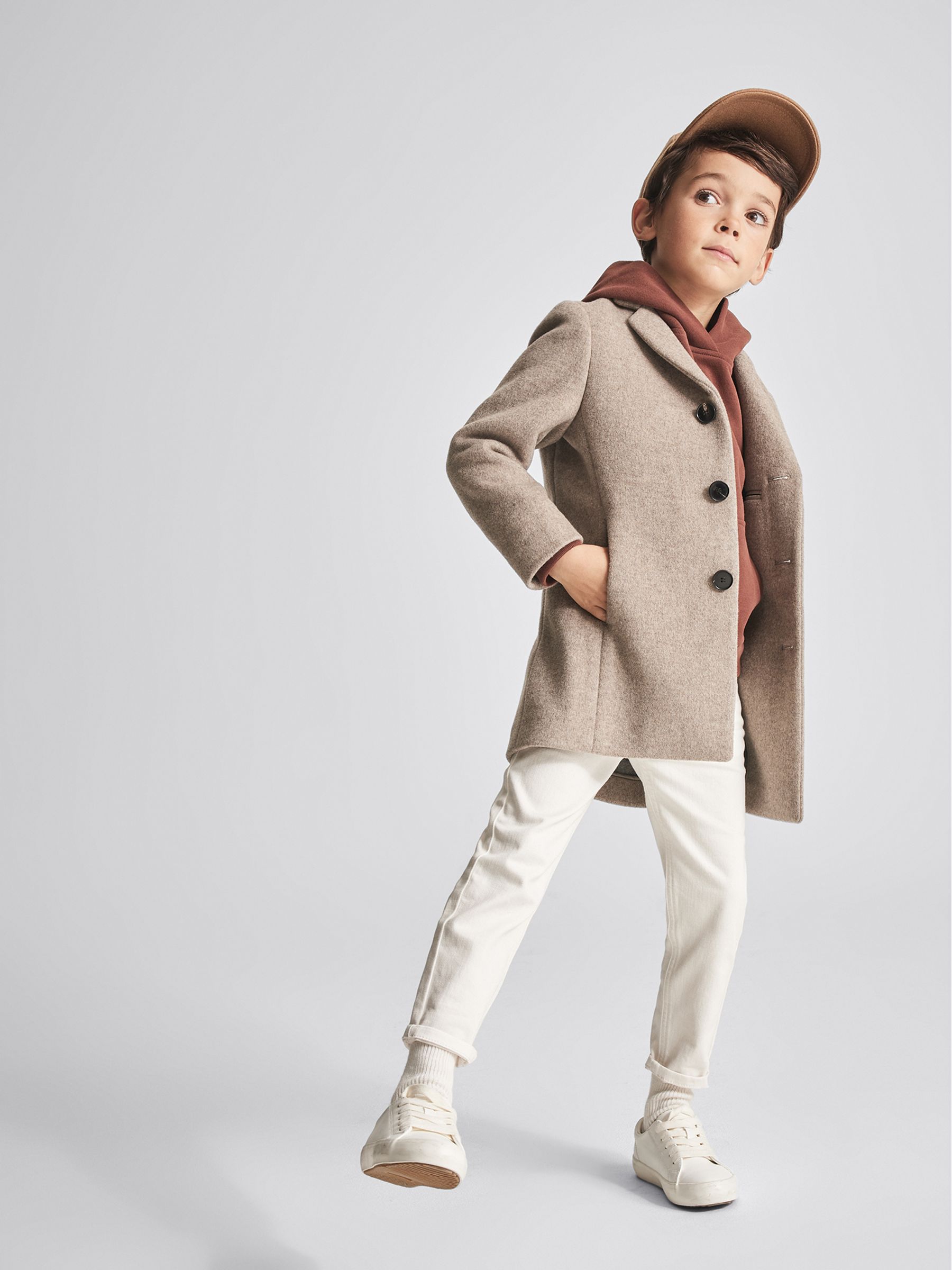 Single Breasted Overcoat in Oatmeal - Image 1 of 6 Single Breasted Overcoat in Oatmeal - Image 1 of 6