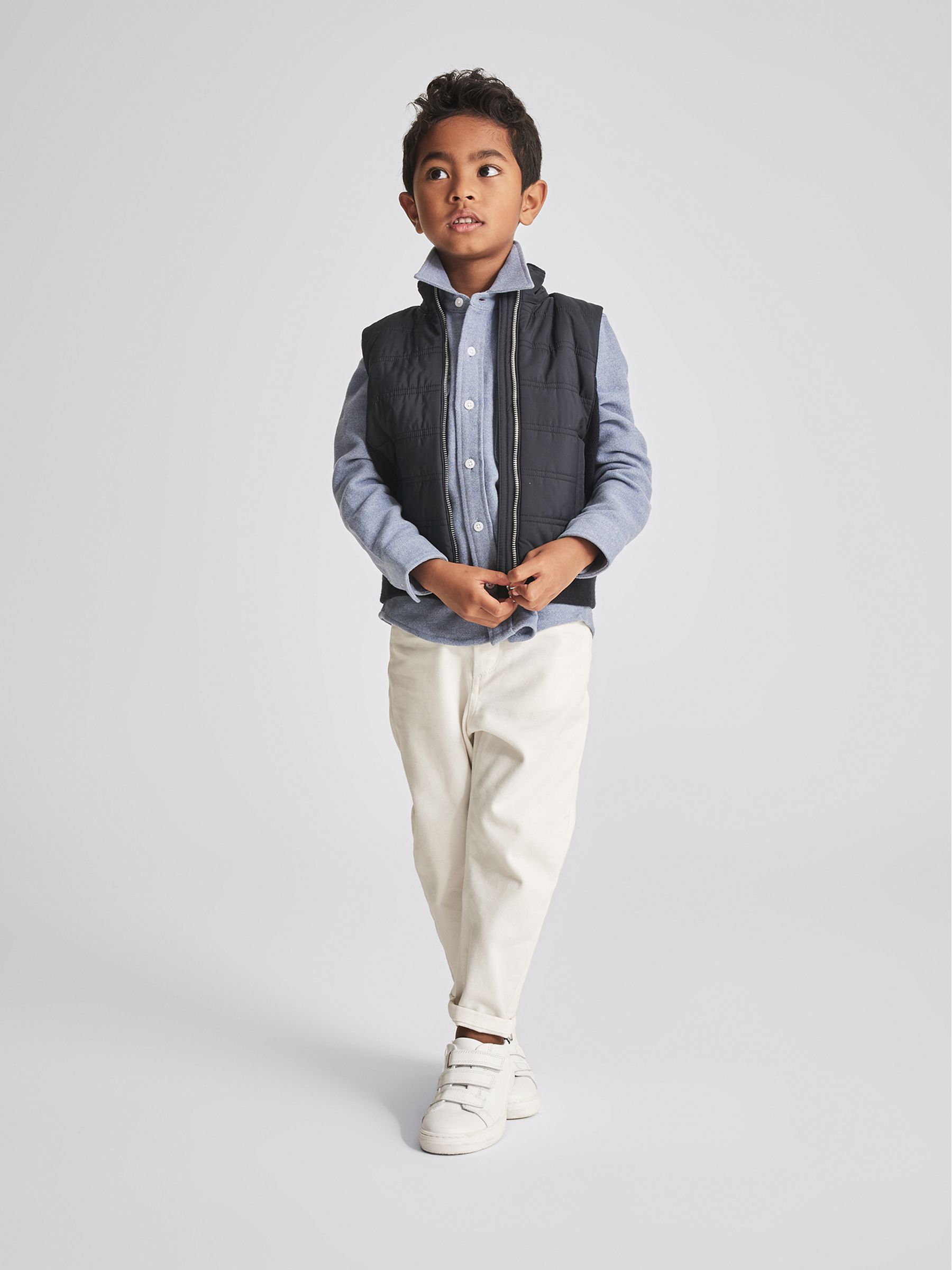 Junior Quilted Gilet in Navy Blue - Image 1 of 6