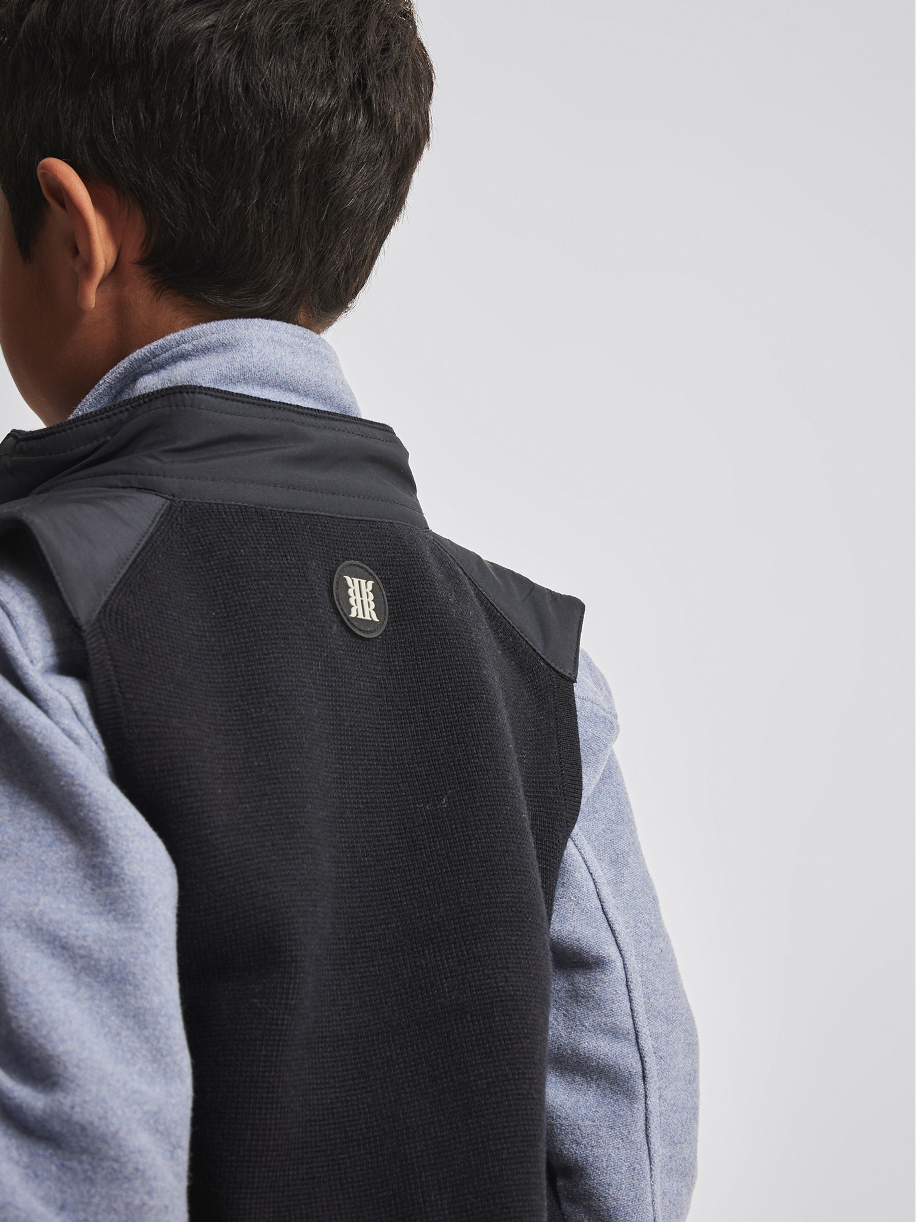 Junior Quilted Gilet in Navy Blue - Image 3 of 6