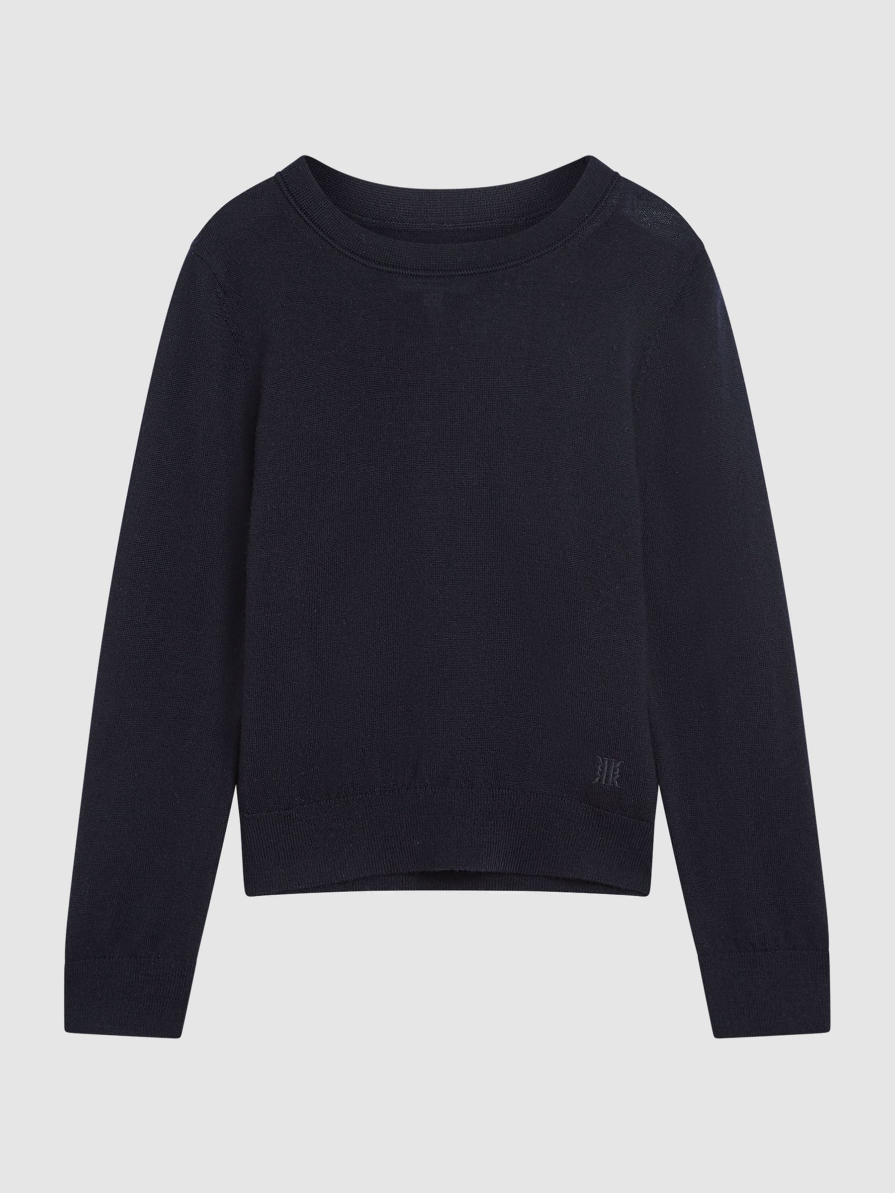 Crew Neck Knitted Jumper in Navy - Image 2 of 7 Crew Neck Knitted Jumper in Navy - Image 2 of 7
