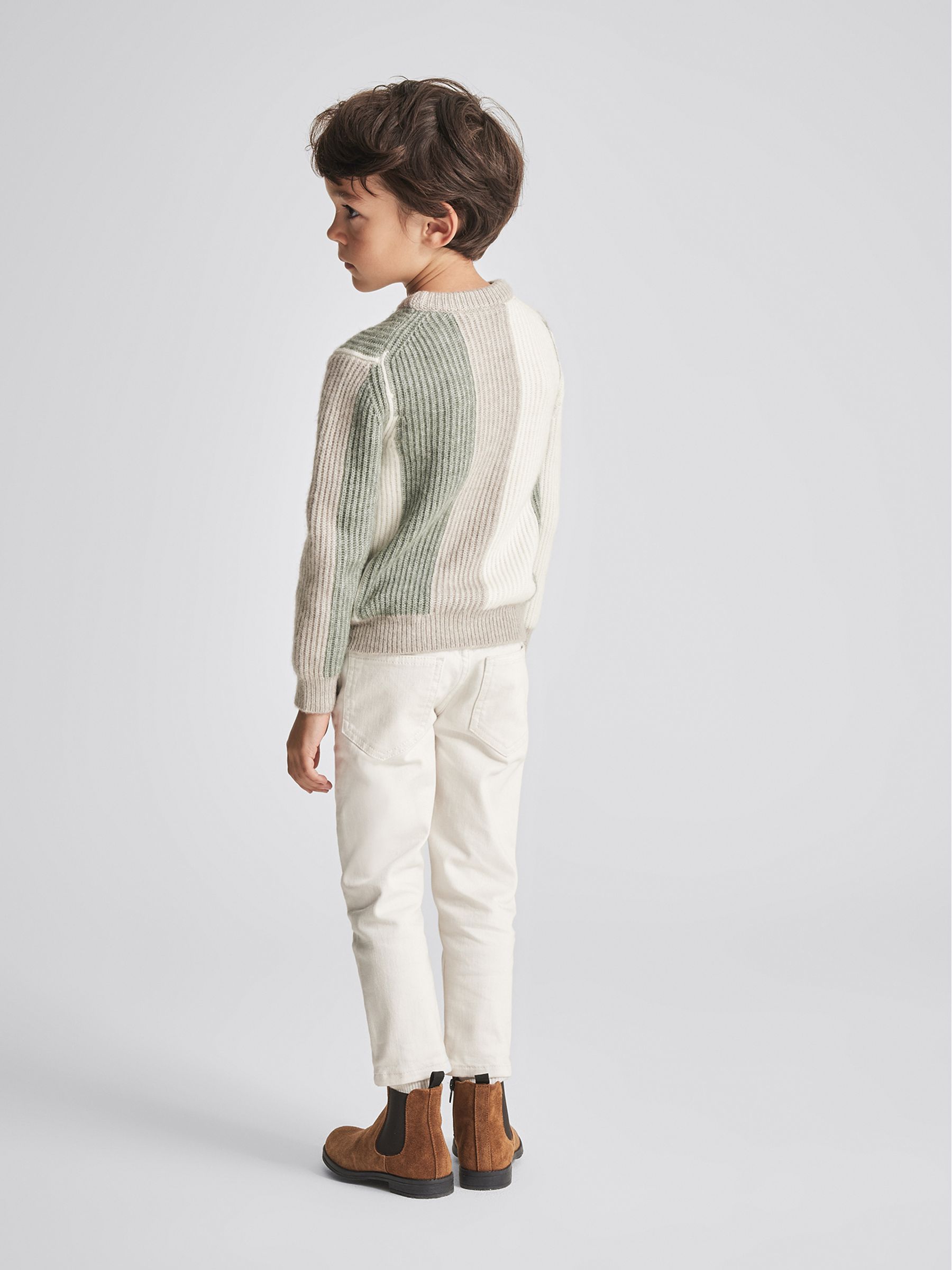 Colour Block Rib Knit Jumper in Sage - Image 5 of 6