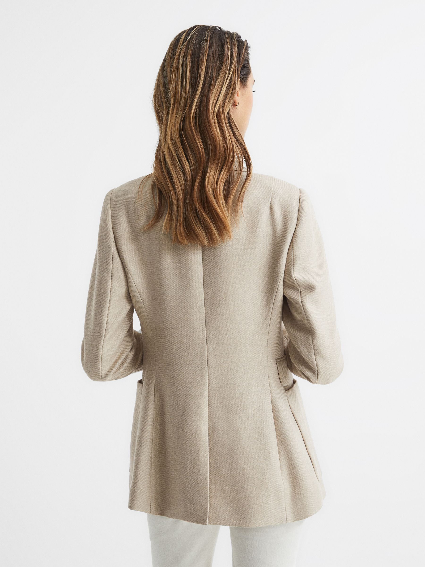 Double Breasted Twill Blazer in Neutral - Image 5 of 7
