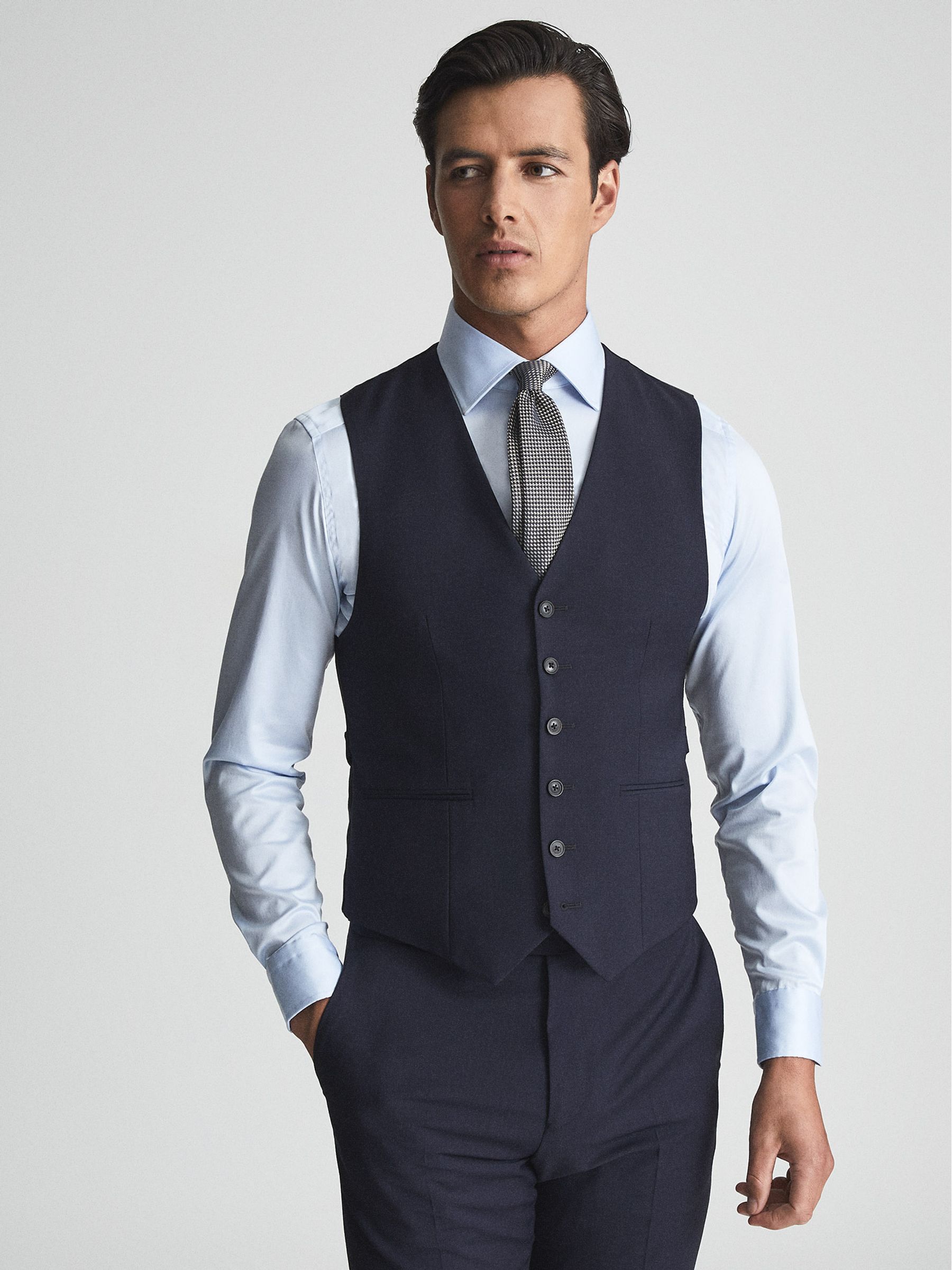 Modern Fit Travel Waistcoat in Navy - Image 1 of 4