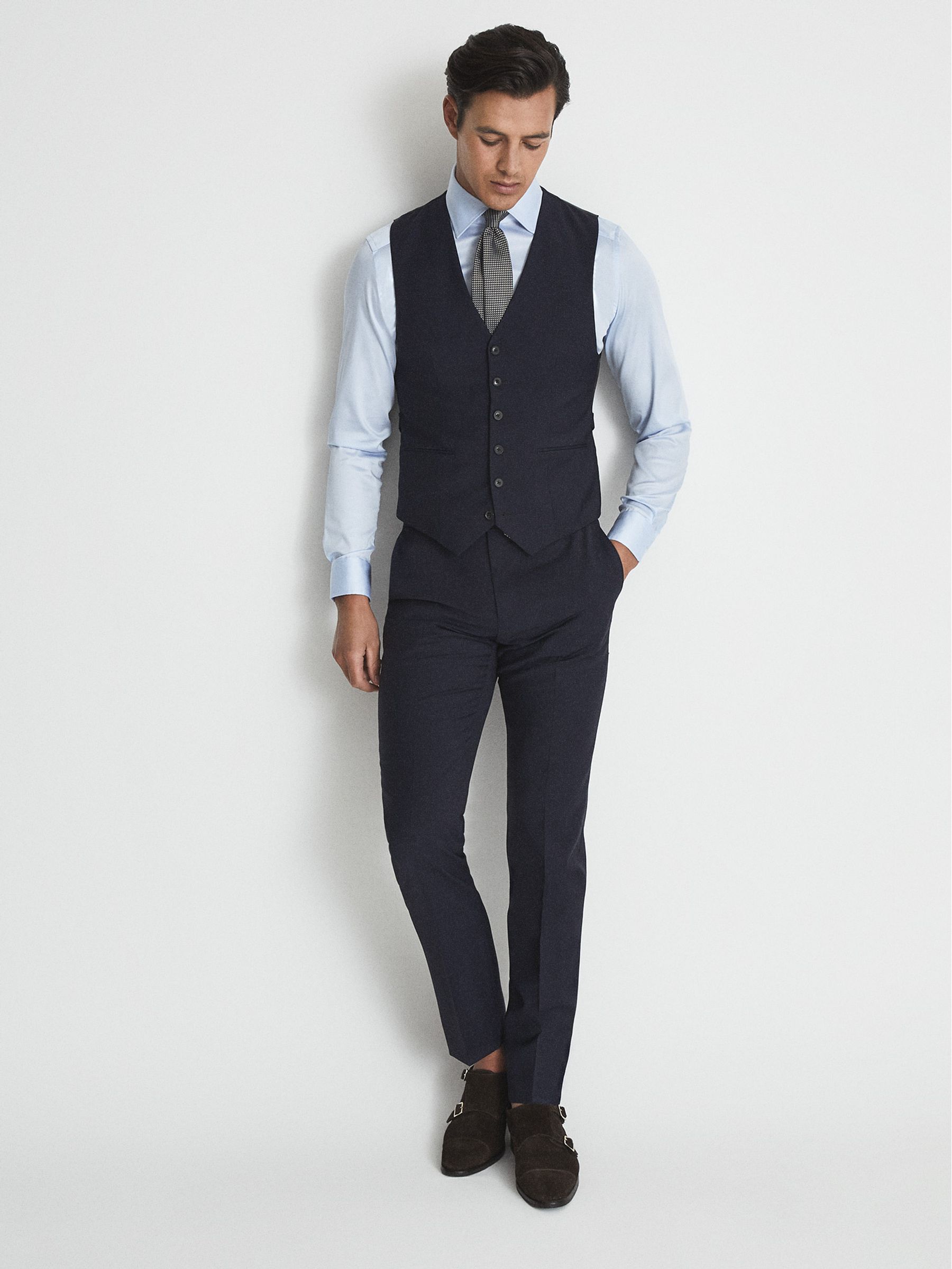 Modern Fit Travel Waistcoat in Navy - Image 3 of 4