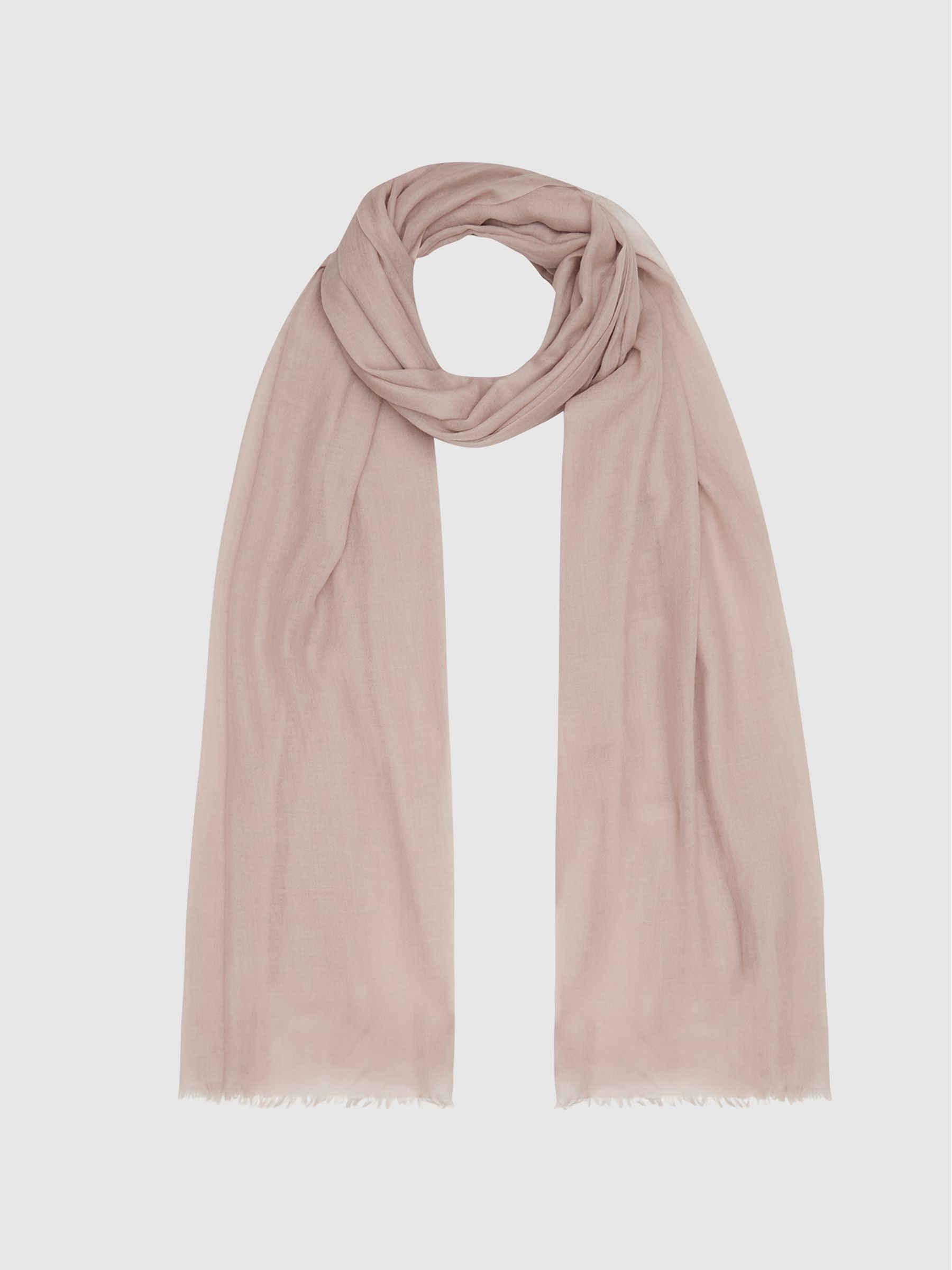 Wool Cashmere Lightweight Scarf in Blush - Image 2 of 4