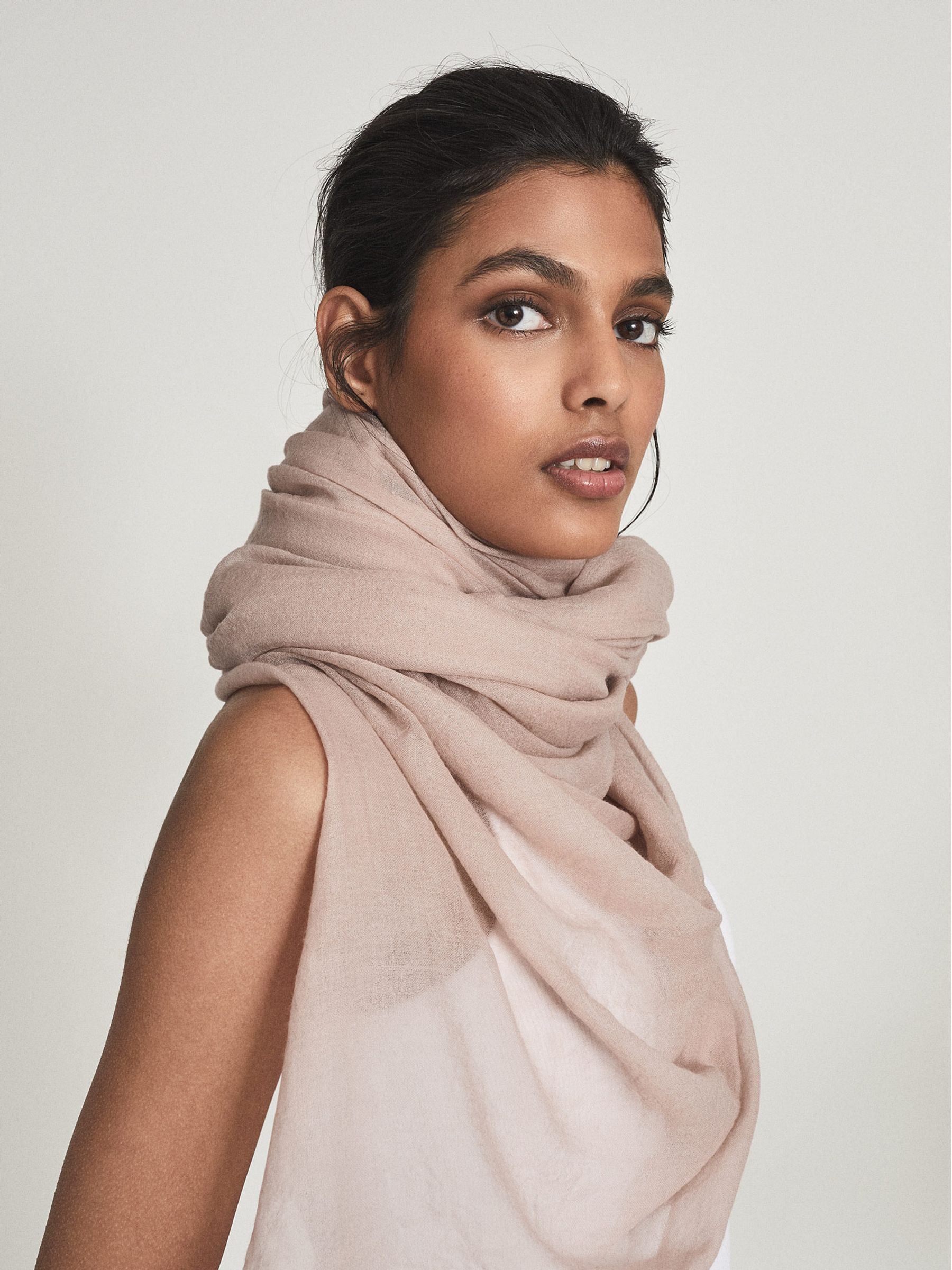 Wool Cashmere Lightweight Scarf in Blush - Image 3 of 4