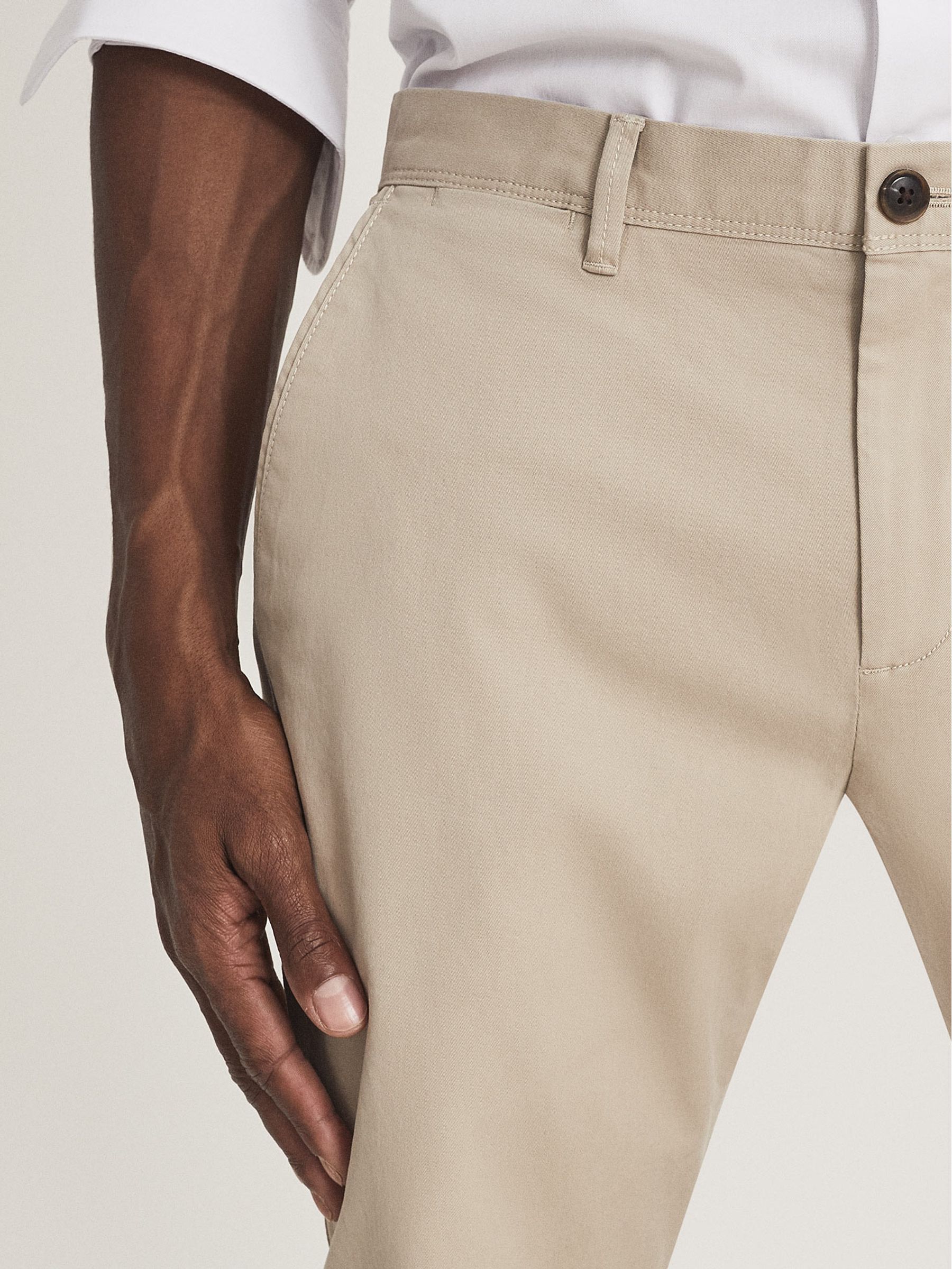 Washed Slim Fit Chinos in Stone - Image 3 of 5