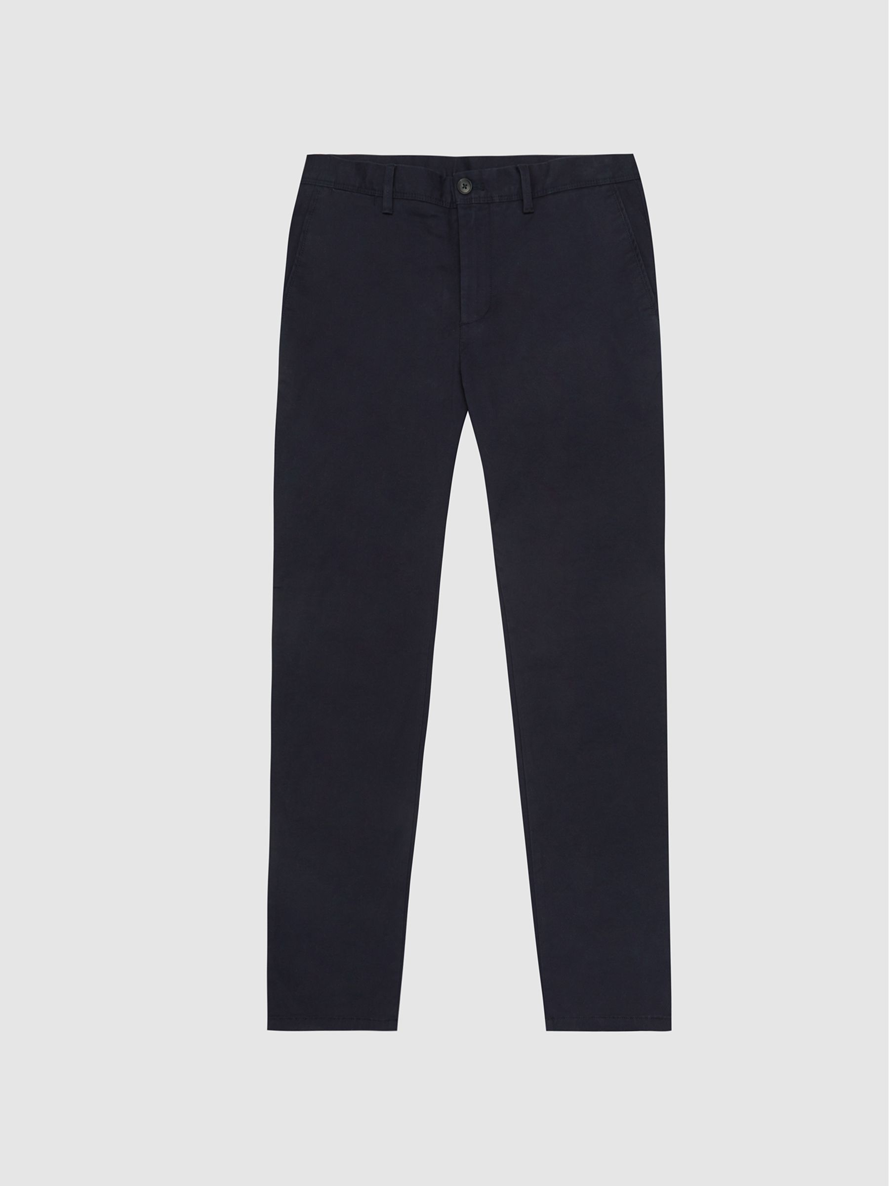 Washed Slim Fit Chinos in Navy - Image 2 of 5