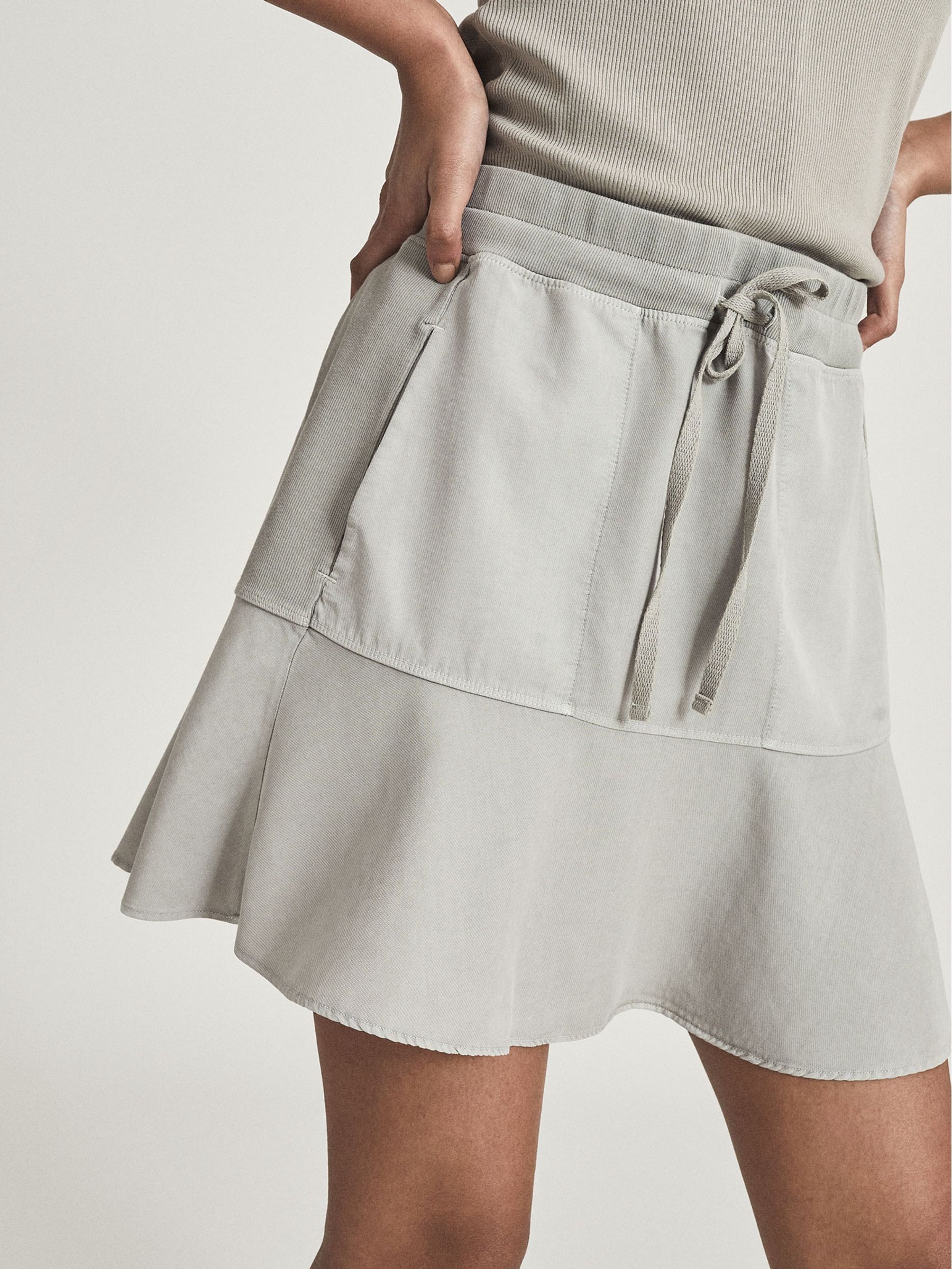 Fabric Mix Mini Skirt in Pale Green - Image 4 of 6
