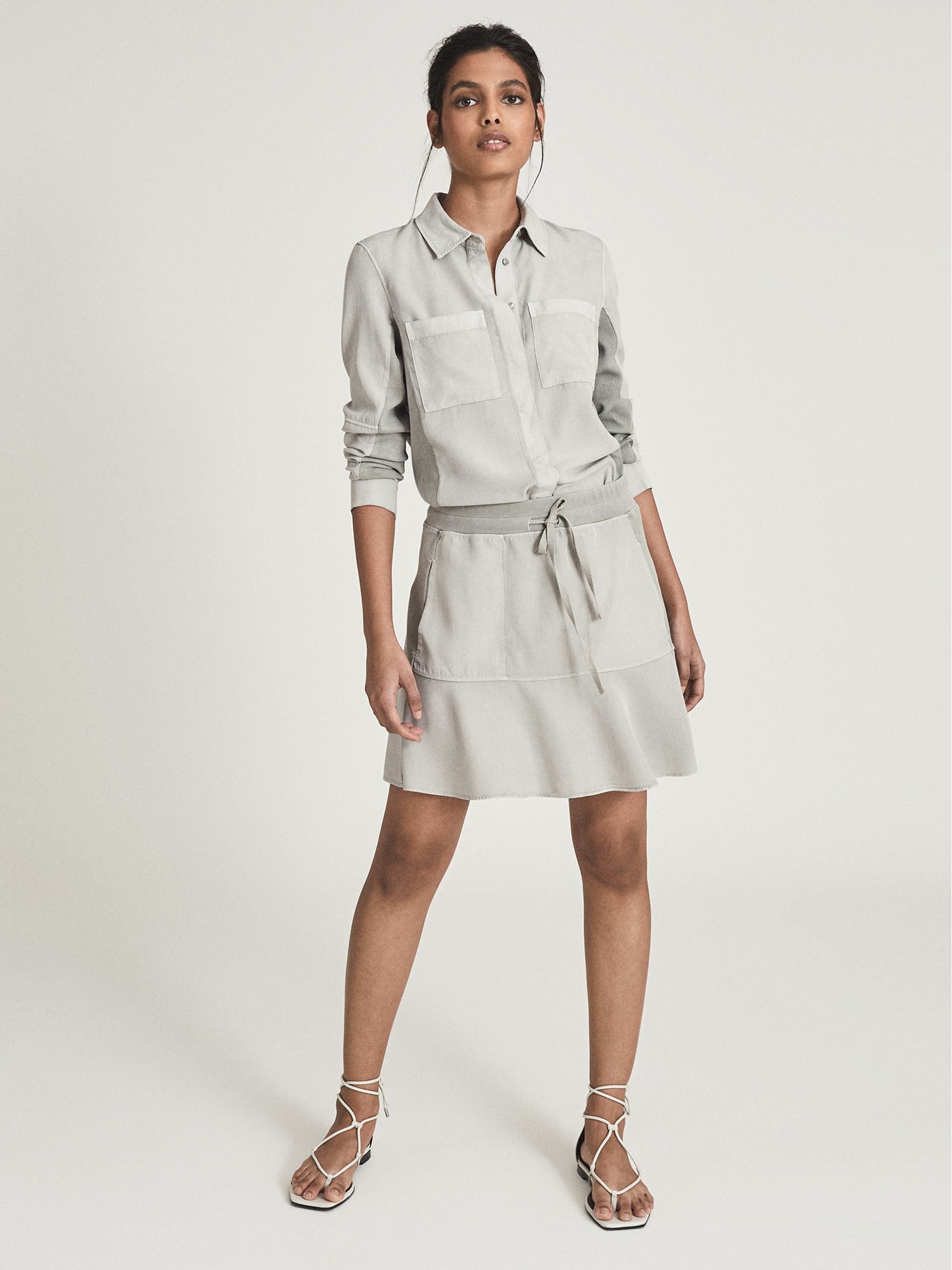 Fabric Mix Mini Skirt in Pale Green - Image 6 of 6