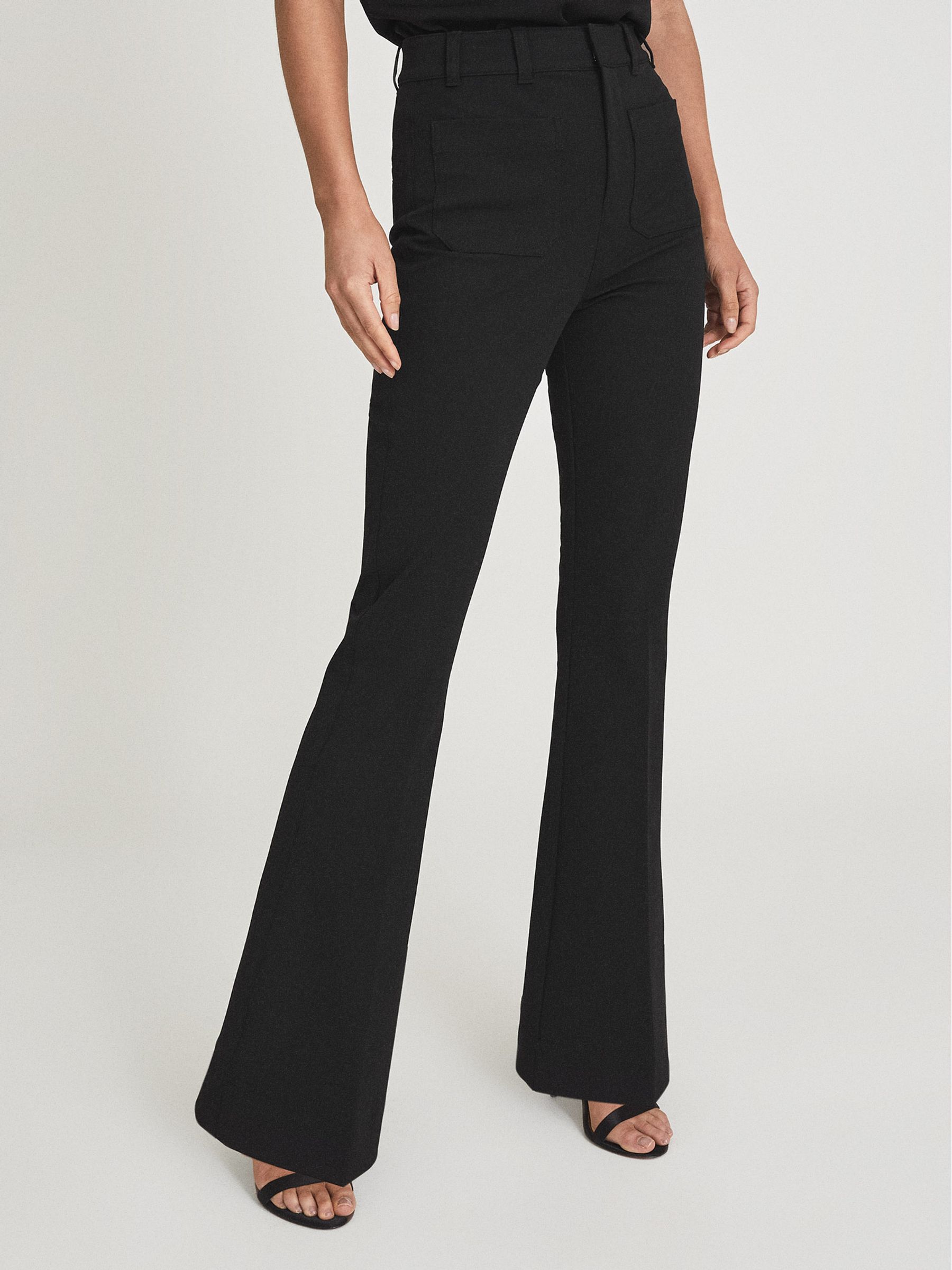 High Rise Skinny Flared Trousers in Black - Image 3 of 5