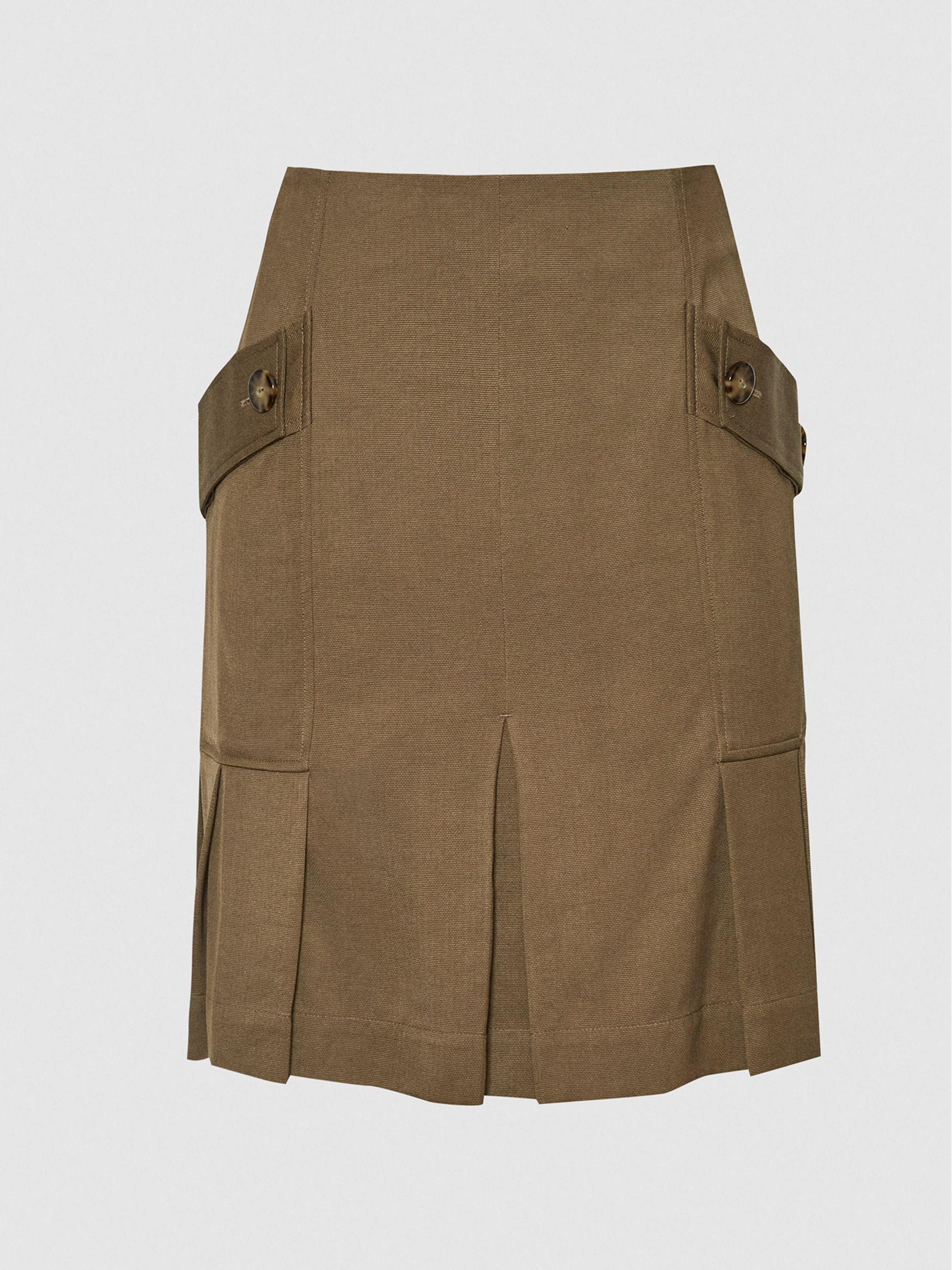 Pleated Mini Skirt in Khaki - Image 2 of 5