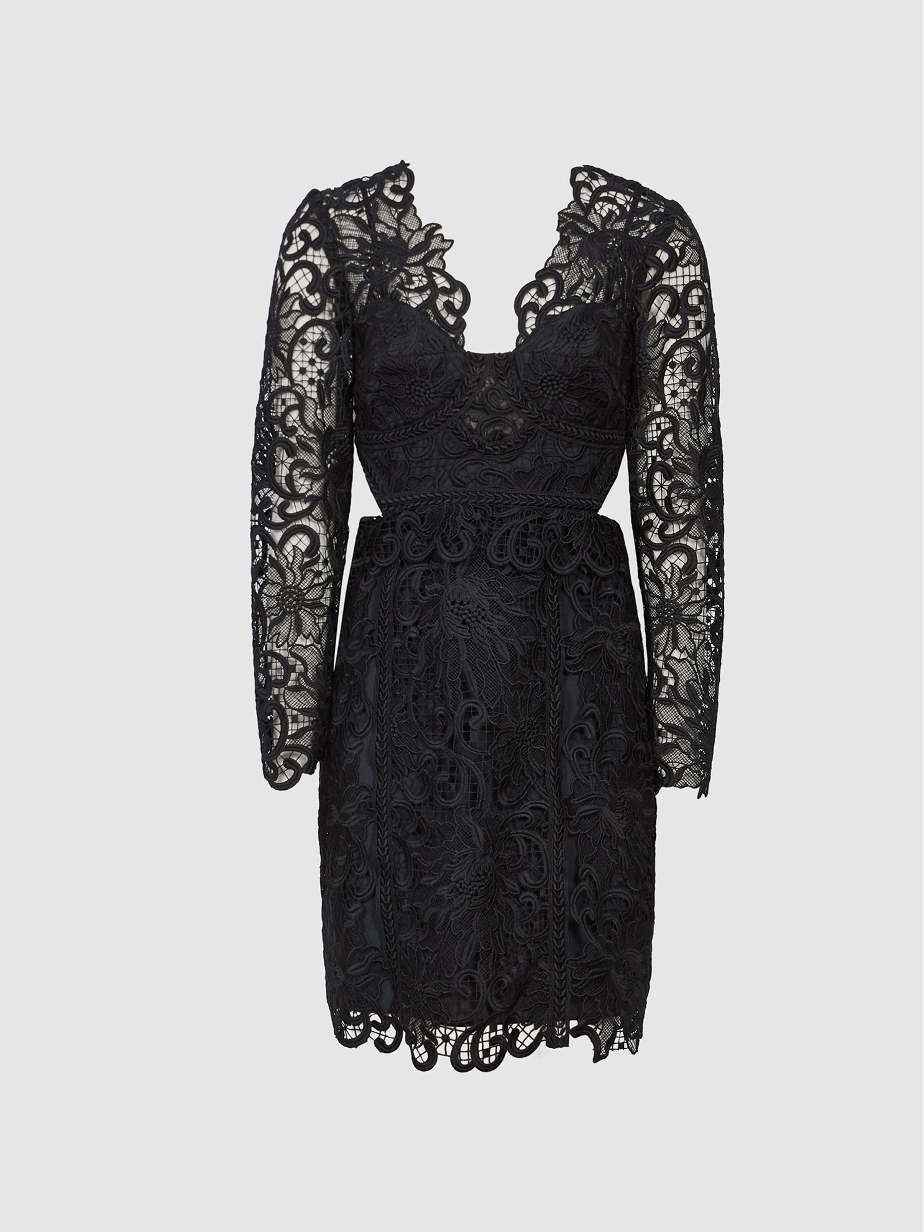 Lace Bodycon Dress in Black - Image 2 of 4